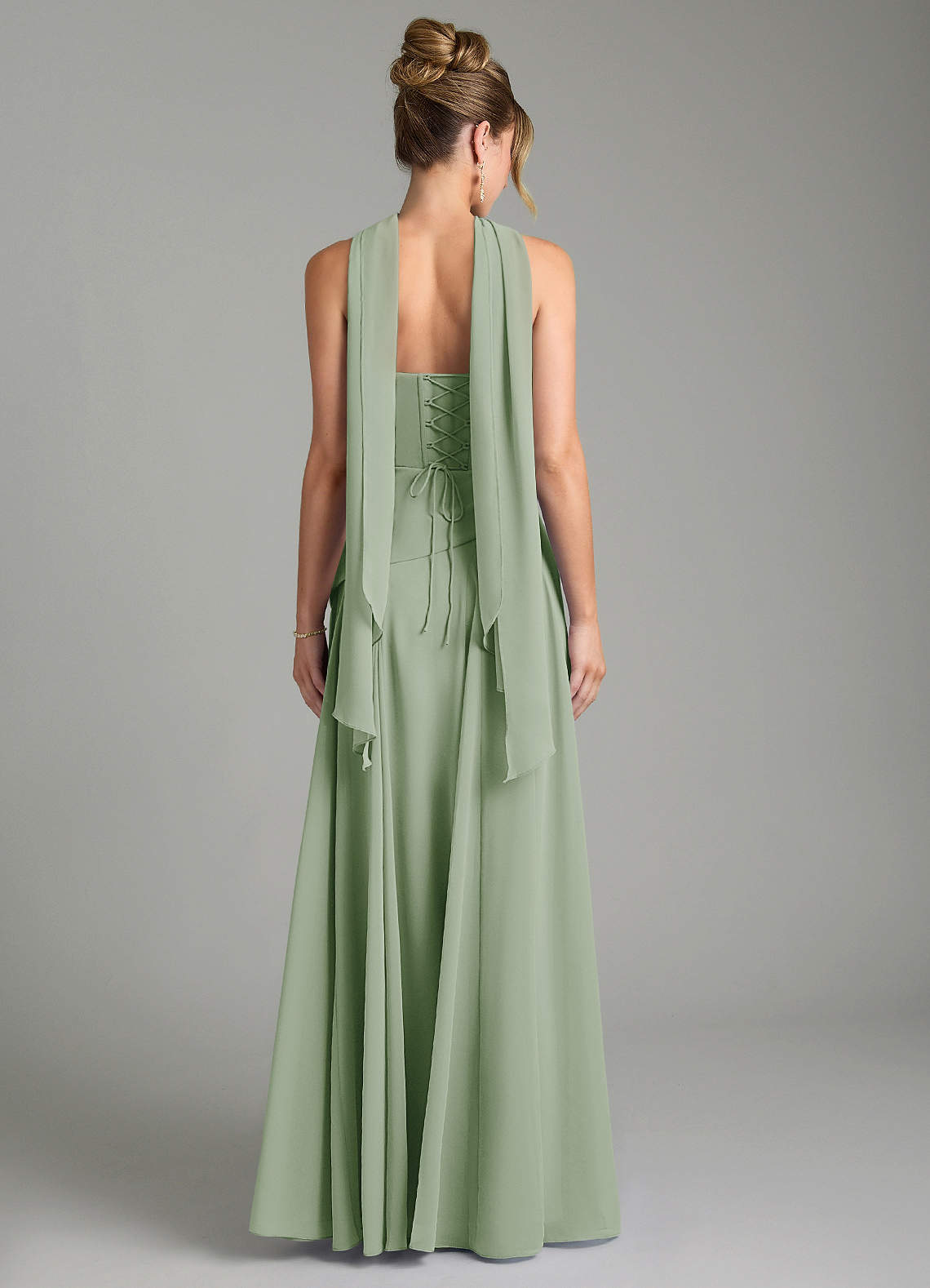 Gabriela A-Line Cowl-Neck Chiffon Bridesmaid Dress in Dusty Sage