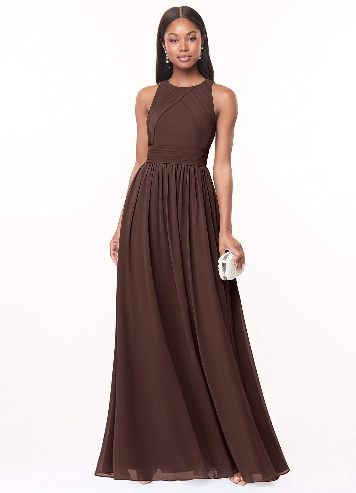 Harper A-Line Scoop-Neck Chiffon Bridesmaid Dress in Ganache