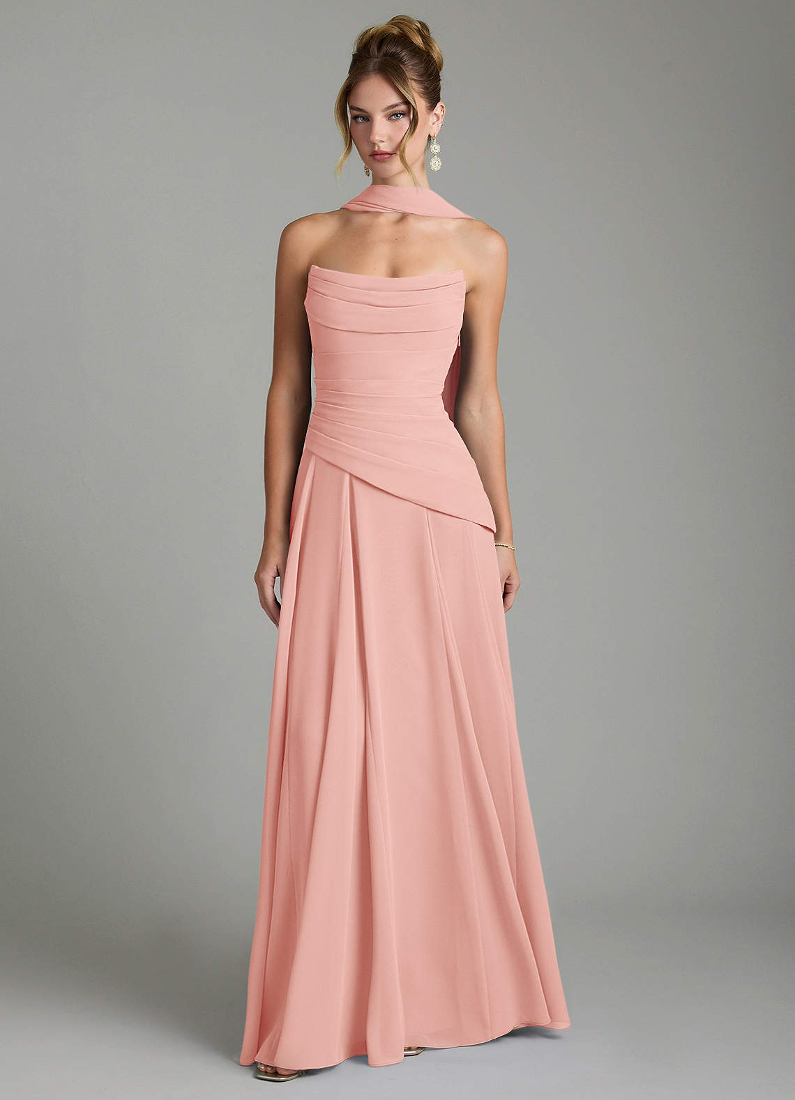 Gabriela A-Line Cowl-Neck Chiffon Bridesmaid Dress in Rosette