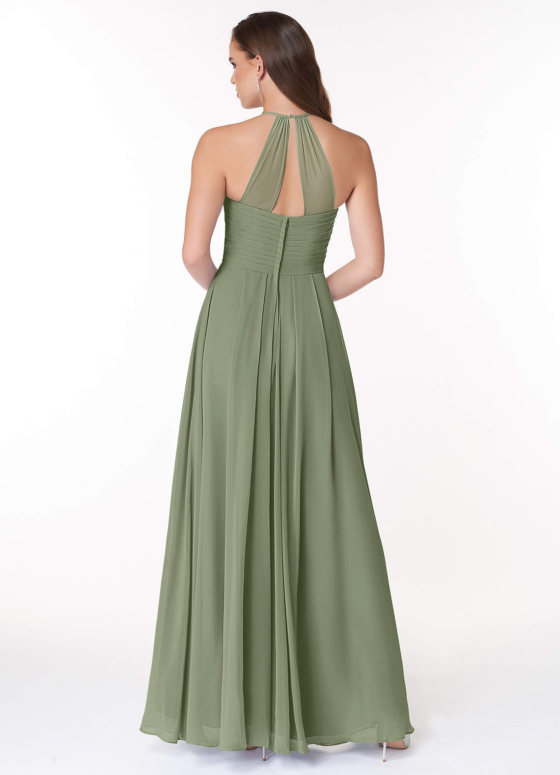 Ginger A-Line Halter Chiffon Bridesmaid Dress in Pistachio