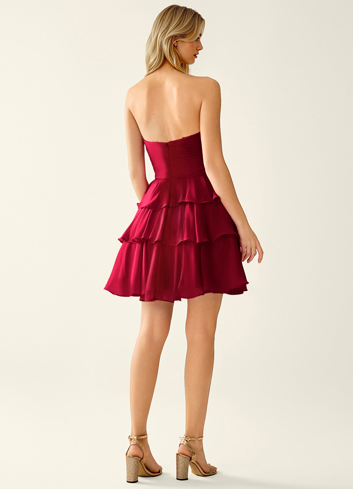 Orosecy A-Line Mini Strapless Chiffon Prom Dress in Merlot - photo 7