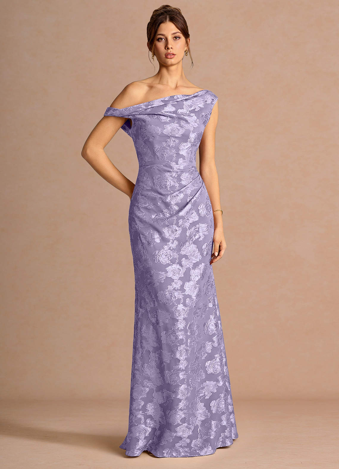 Kismet Mermaid One-Shoulder Fil Coupé Wedding Guest Dress in Lemon Sorbet