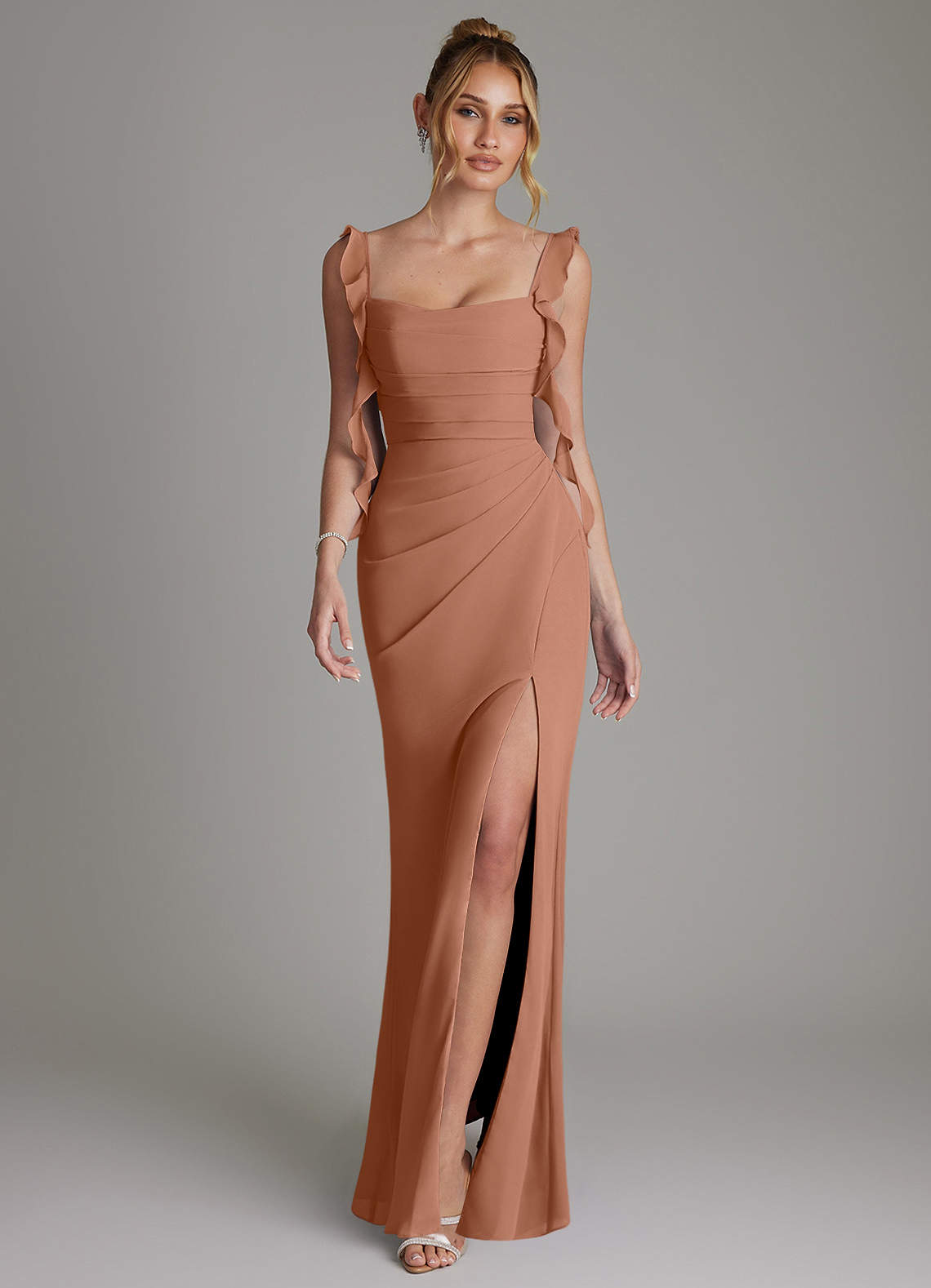Jessamine Mermaid Sweetheart Chiffon Bridesmaid Dress in Bronzer