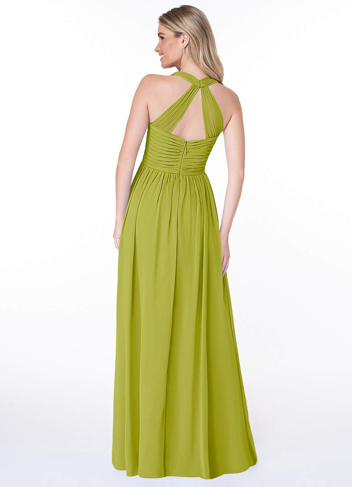 Jaclyn A-Line Halter Chiffon Bridesmaid Dress in Lemongrass