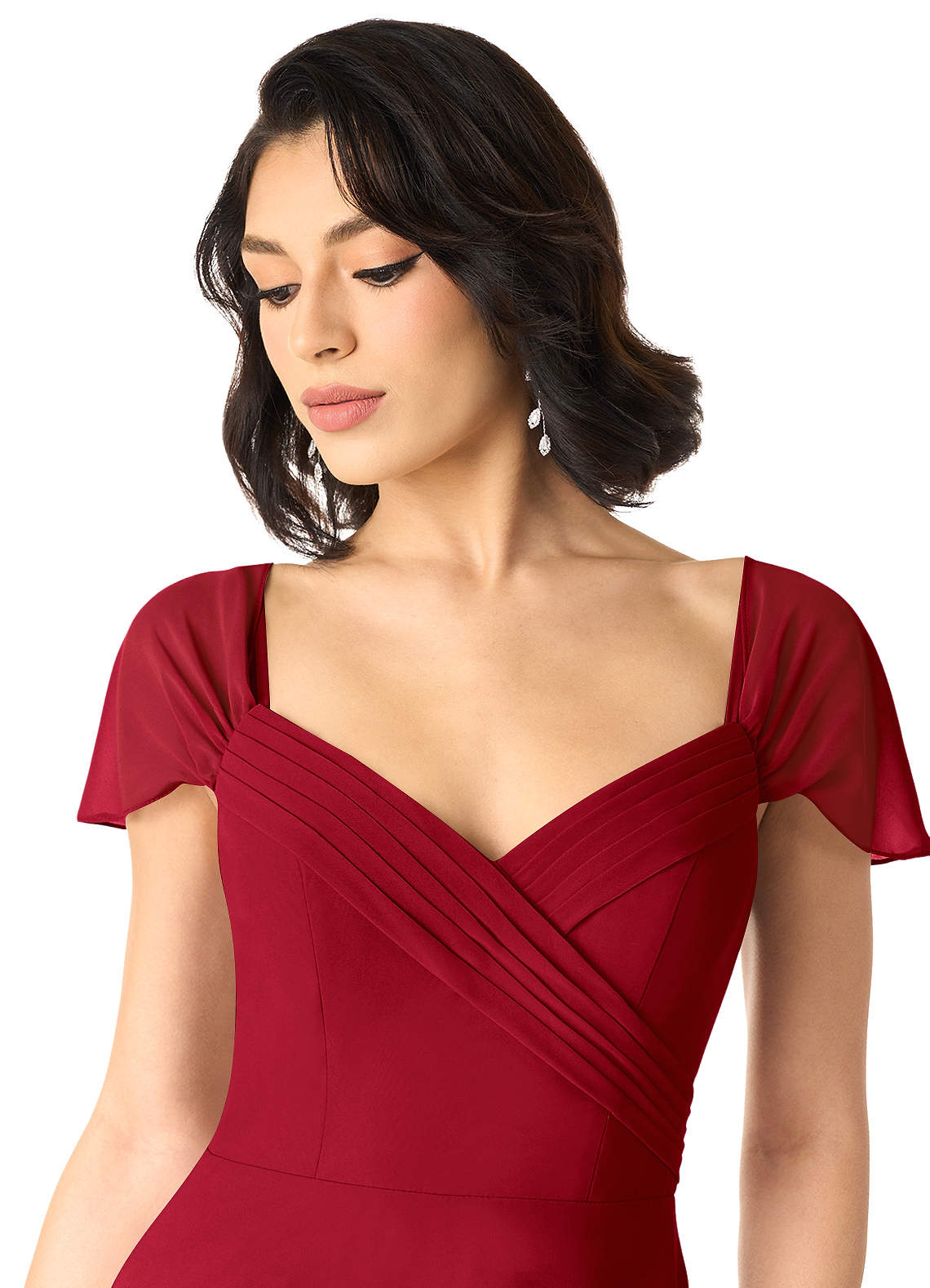 Tancie A-Line Off-the-Shoulder Chiffon Bridesmaid Dress in Scarlet