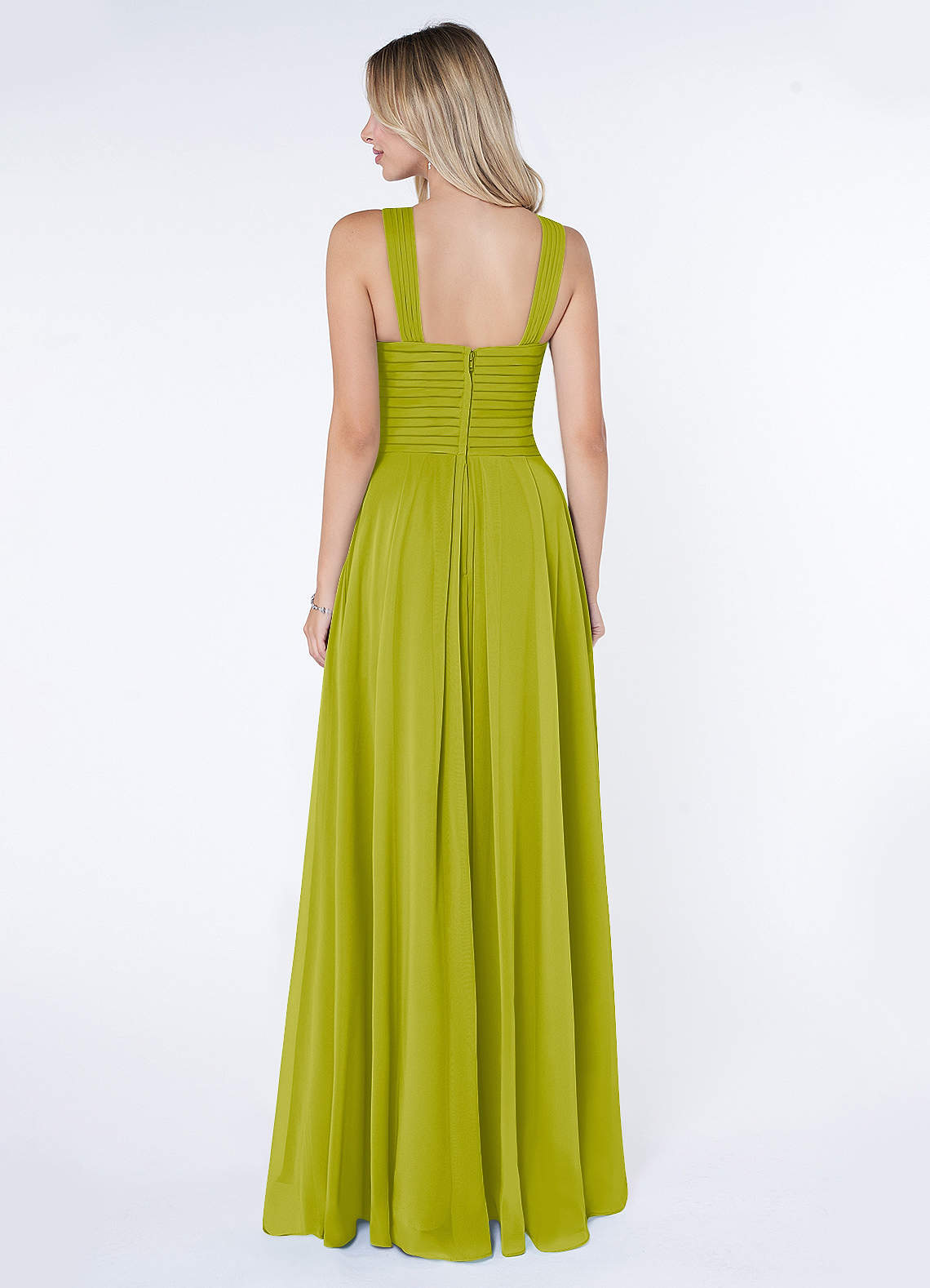 Kaleigh A-Line Halter Chiffon Bridesmaid Dress in Lemongrass