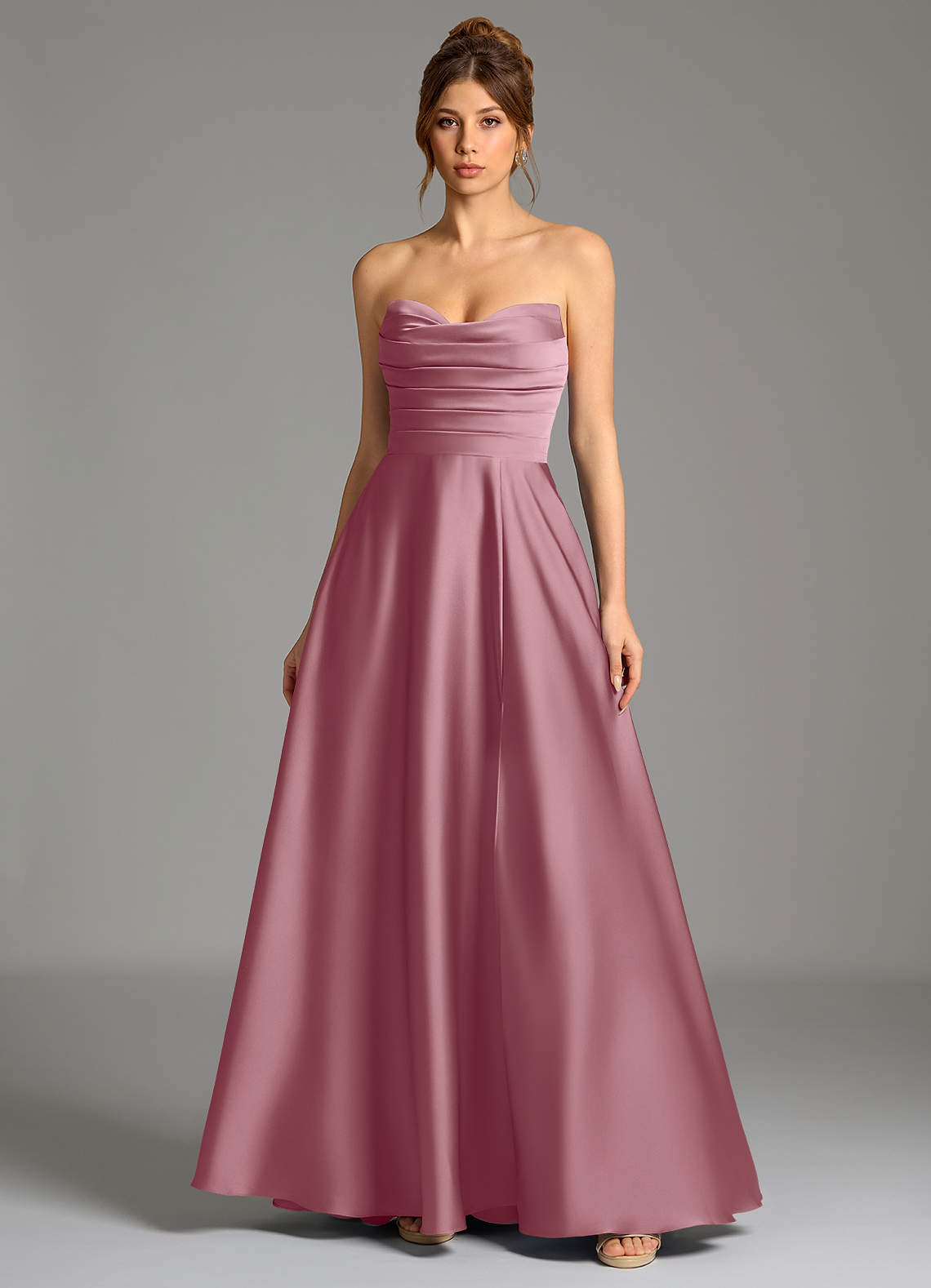 Ayla A-Line Sweetheart Stretch Satin Bridesmaid Dress in Vintage Mauve