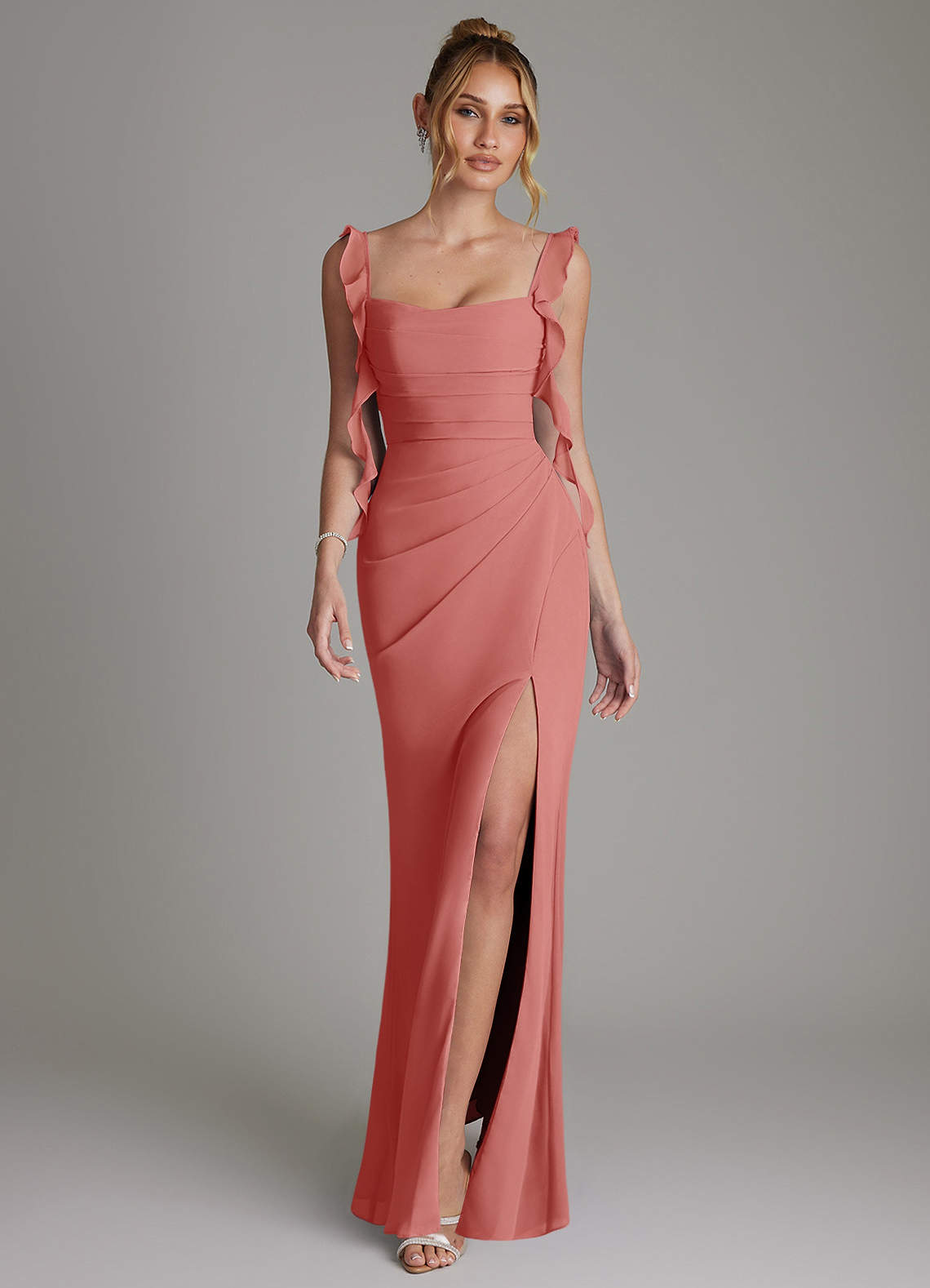 Jessamine Mermaid Sweetheart Chiffon Bridesmaid Dress in Antique Rose