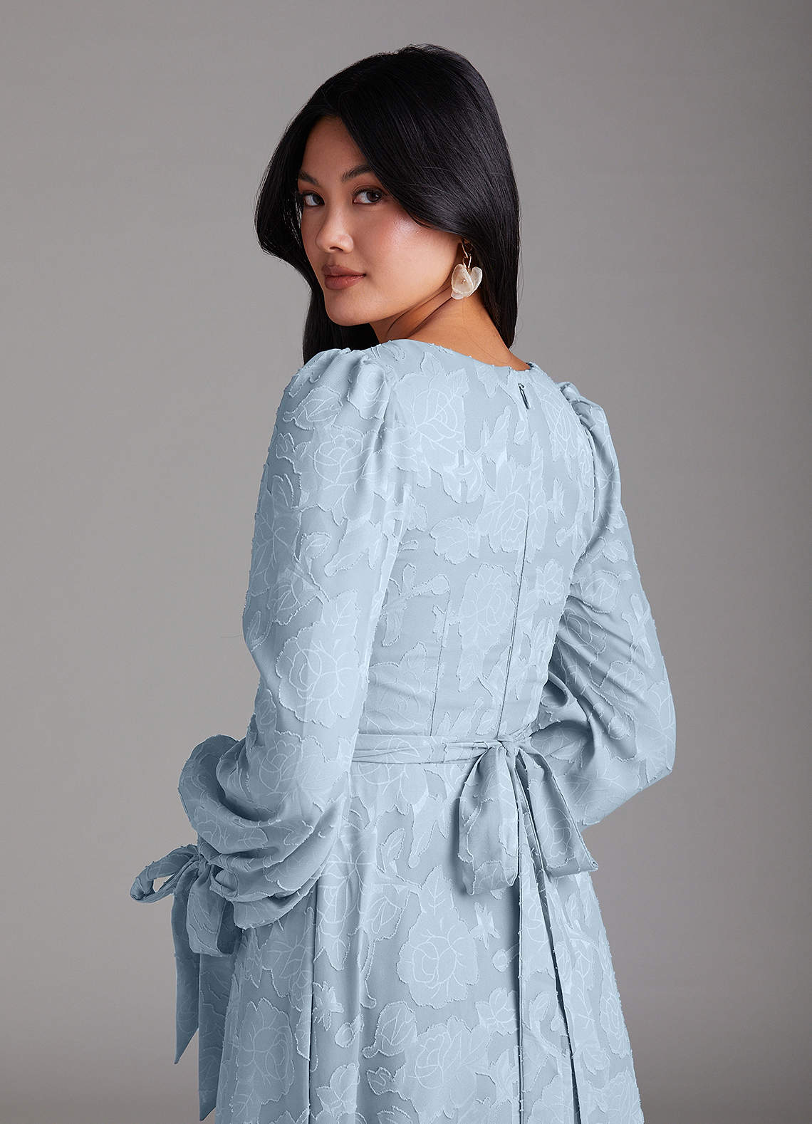 Leonia A-Line Square-Neck Stretch Satin Bridesmaid Dress in Sky Blue