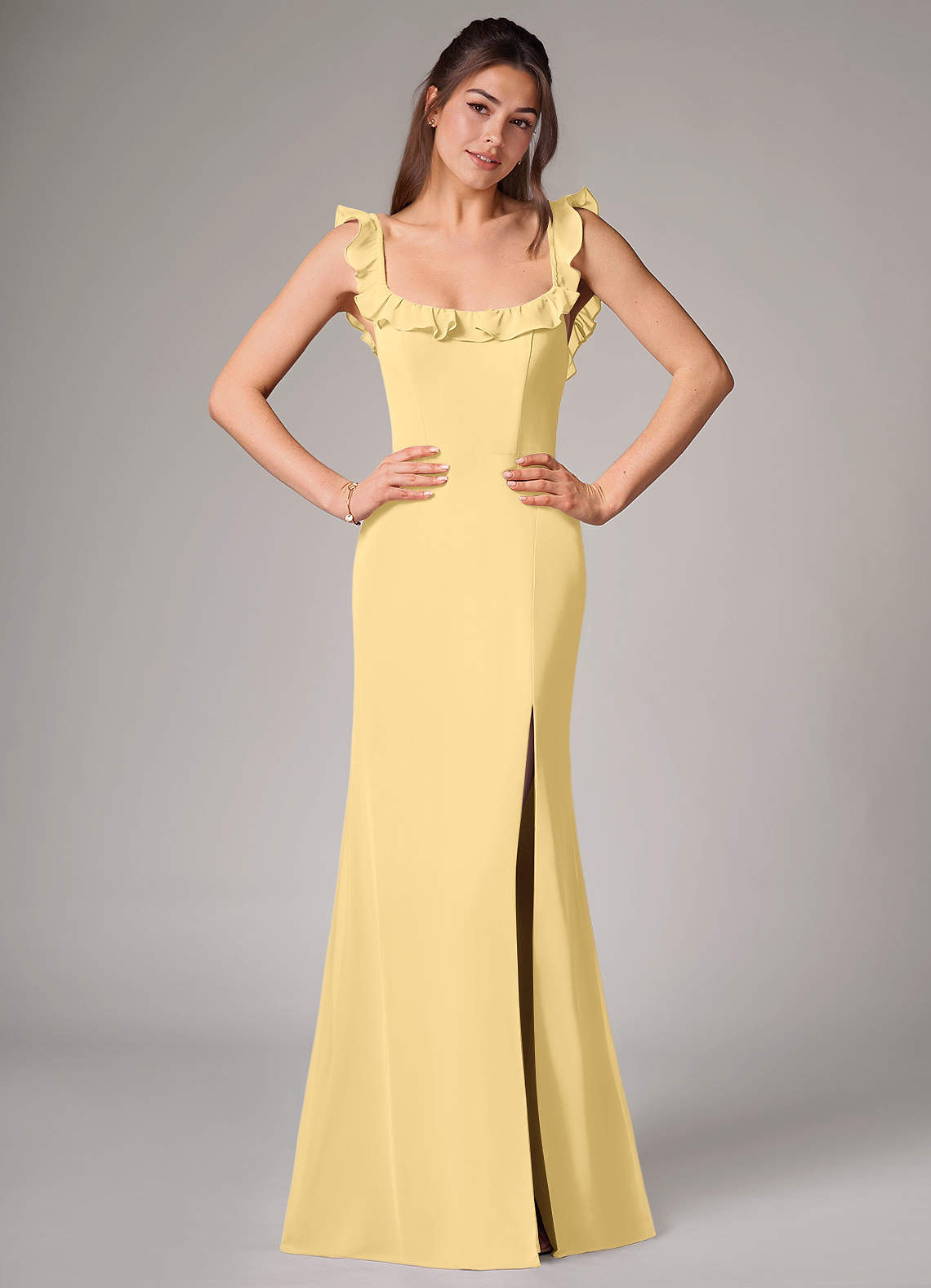 Callie Mermaid Scoop-Neck Chiffon Bridesmaid Dress in Butter