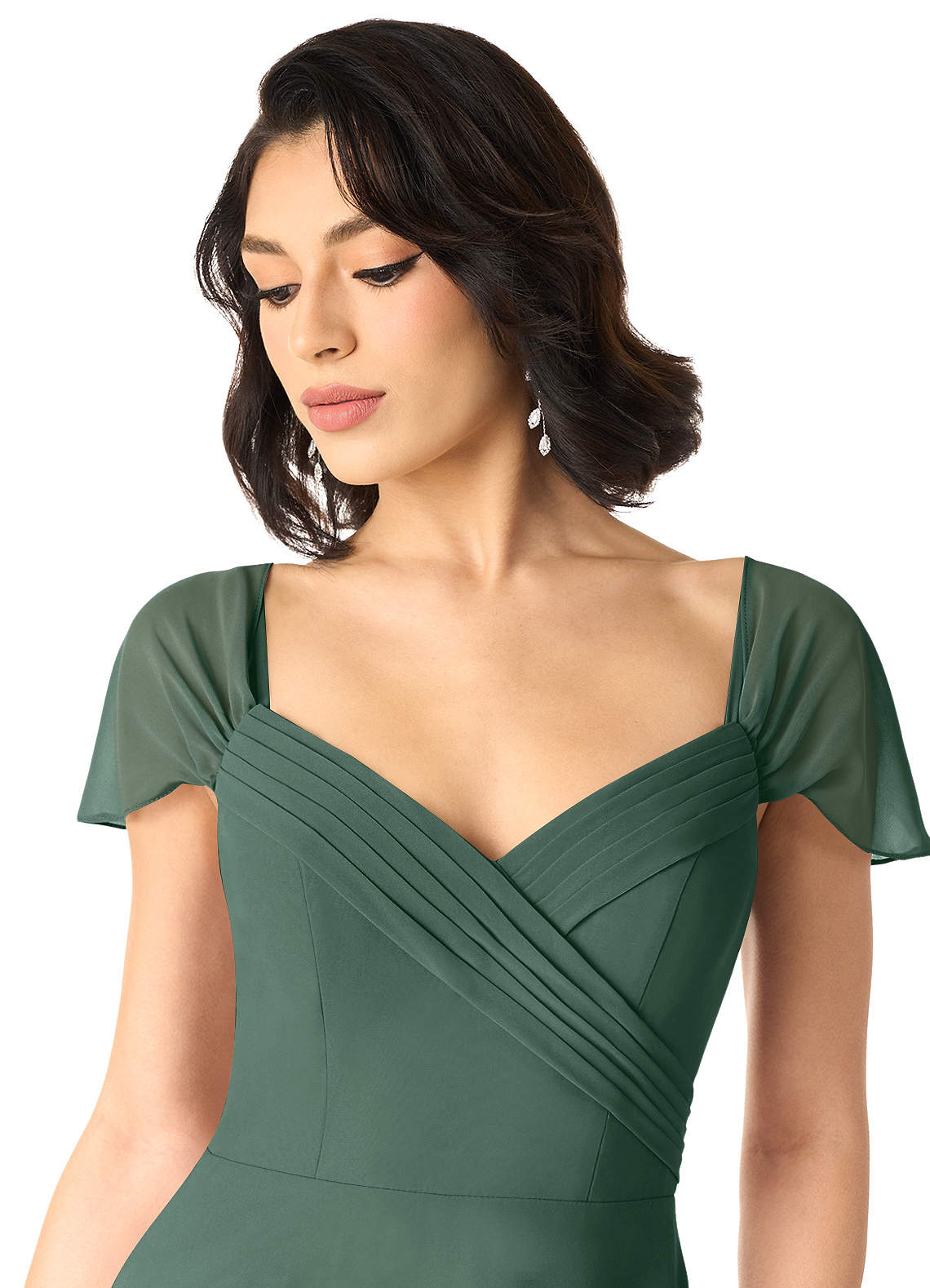 Tancie A-Line Off-the-Shoulder Chiffon Bridesmaid Dress in Sea Moss