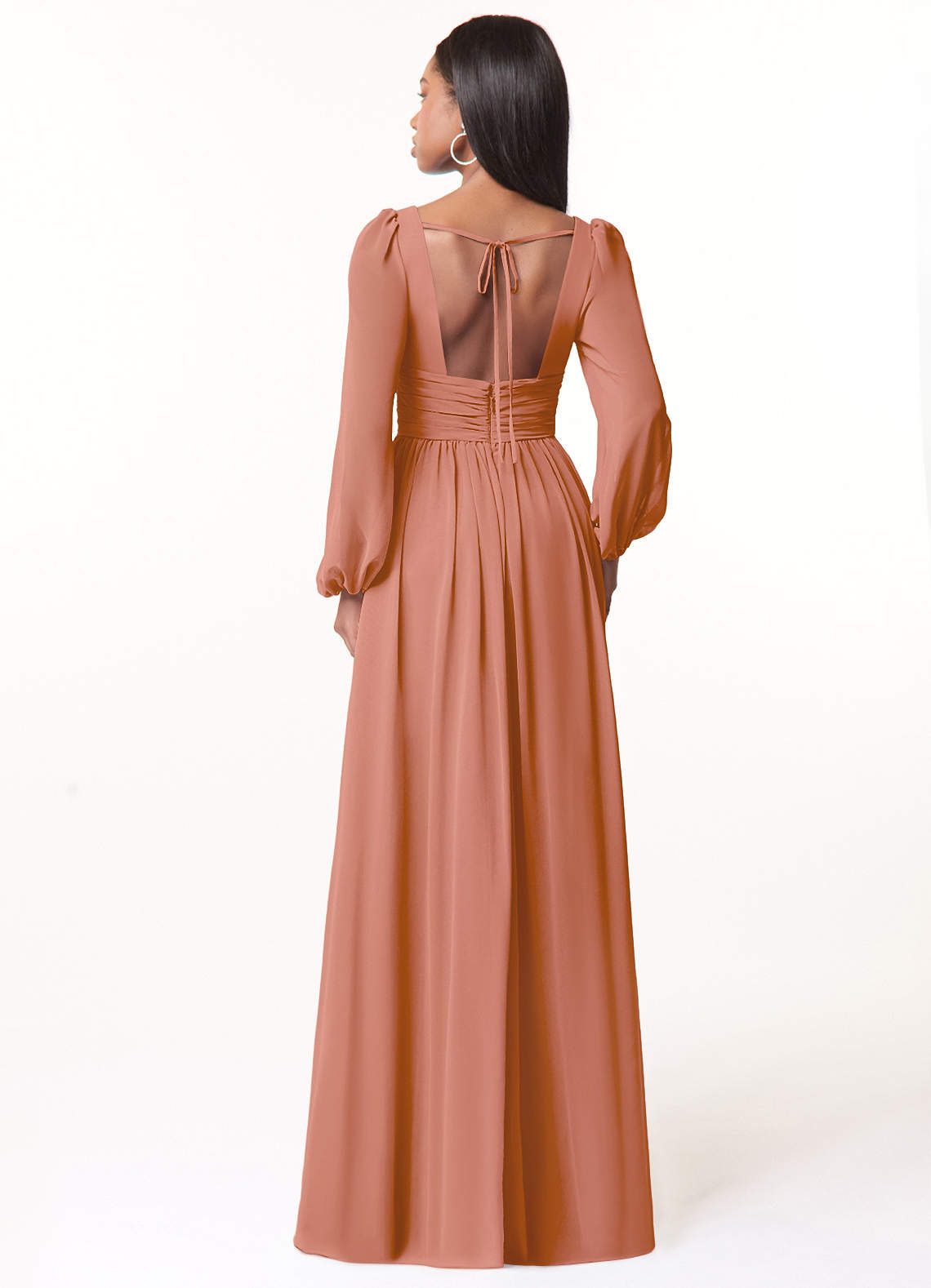 Norah A-Line V-Neck Chiffon Bridesmaid Dress in MAI TAI