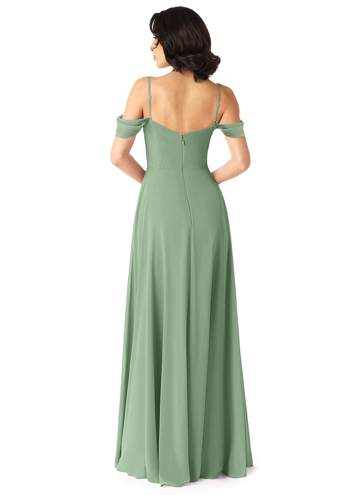 Tancie A-Line Off-the-Shoulder Chiffon Bridesmaid Dress in Matcha