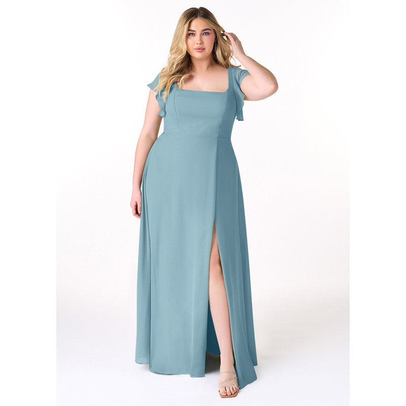 Bondi A-Line Square-Neck Chiffon Bridesmaid Dress in Moody Blue - view 7