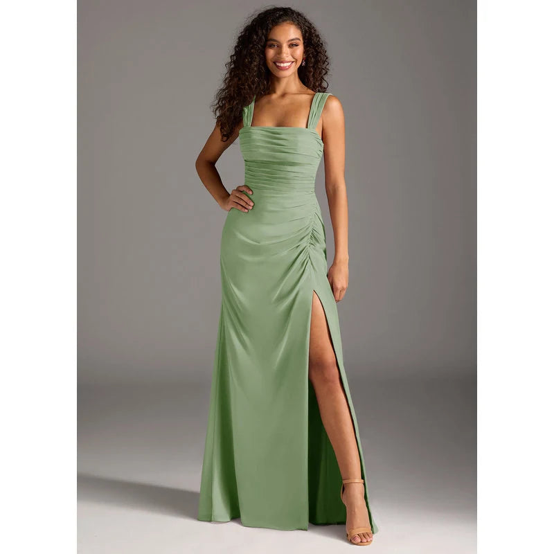 Jesaphine Sheath Square-Neck Chiffon Bridesmaid Dress in Dusty Sage - additional view 4