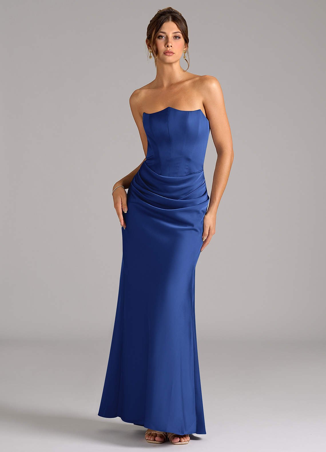 Debby Mermaid Strapless Stretch Satin Bridesmaid Dress in Royal Blue
