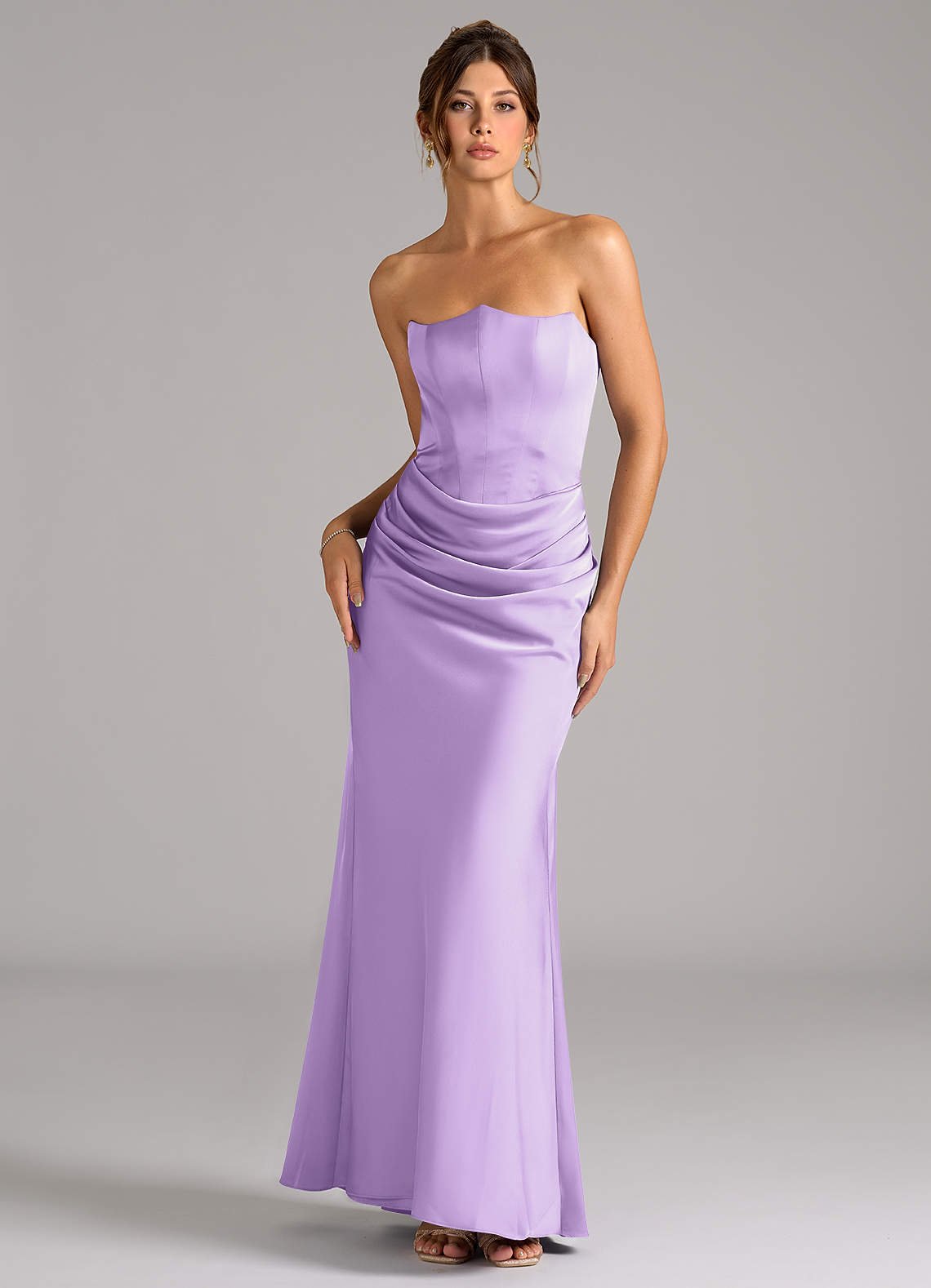Debby Mermaid Strapless Stretch Satin Bridesmaid Dress in Lilac