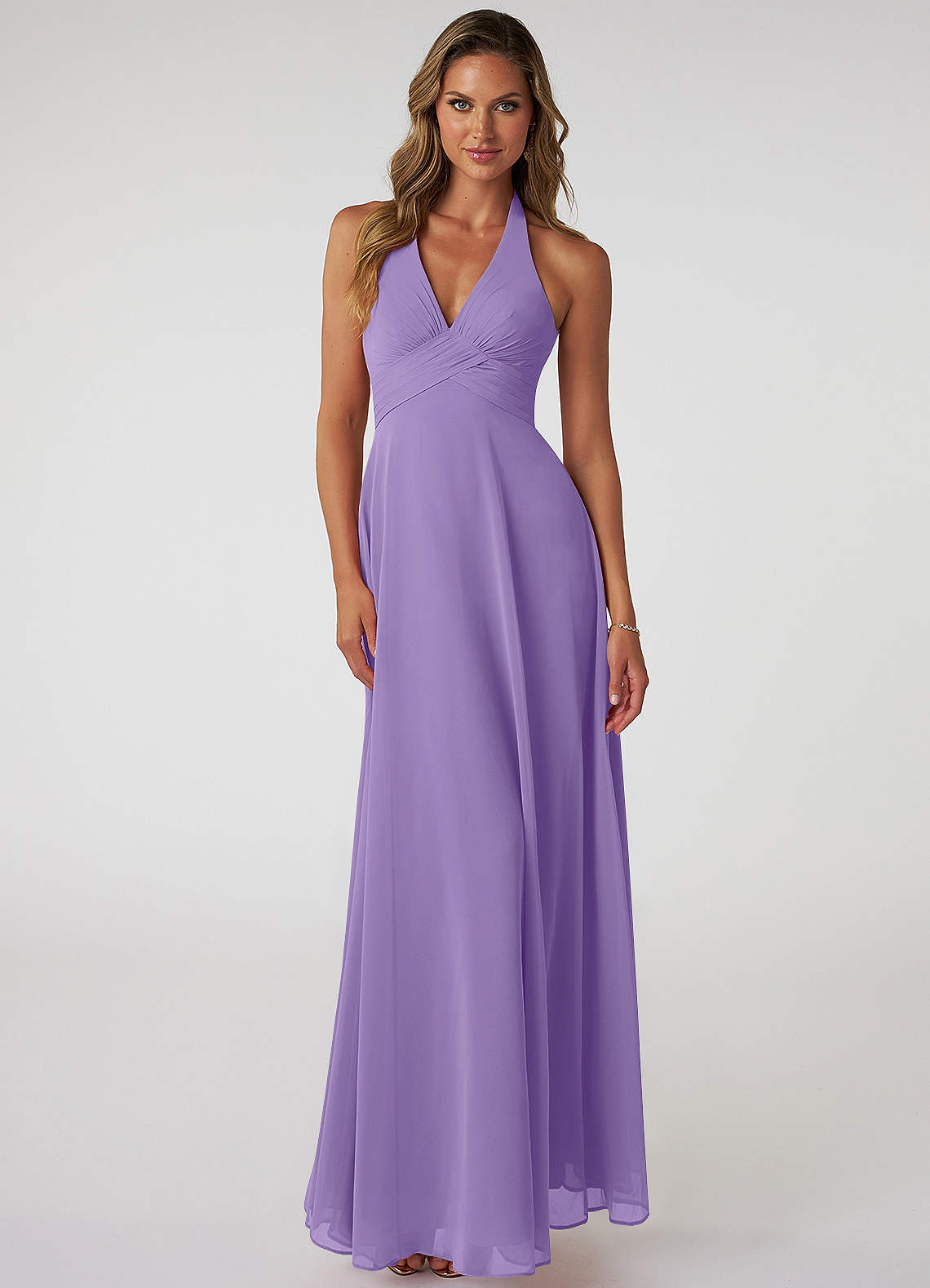 Tessie A-Line V-Neck Chiffon Bridesmaid Dress in Tahiti