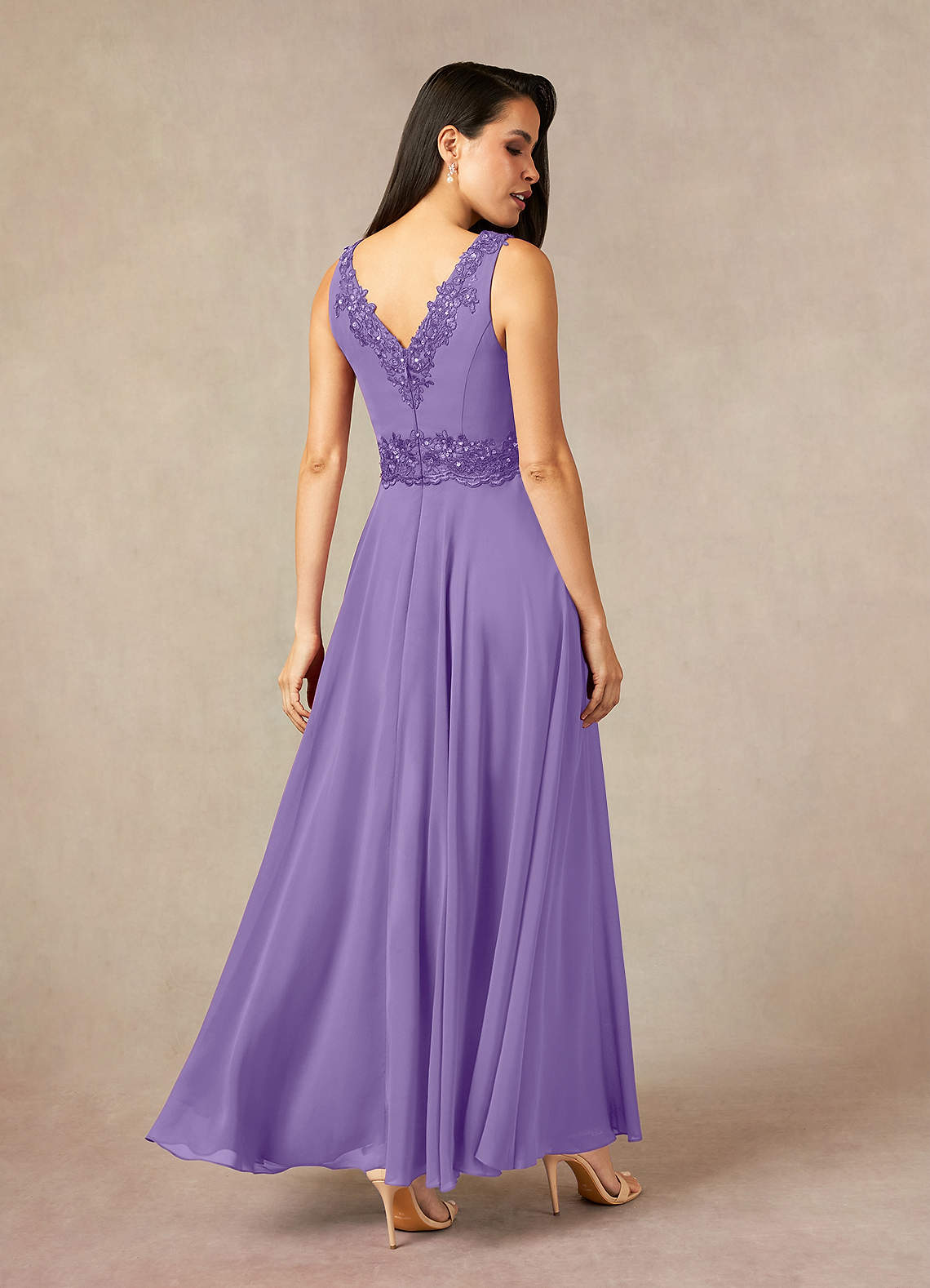 Devana A-Line V-Neck Chiffon and Lace Mother of the Bride Dress in Tahiti