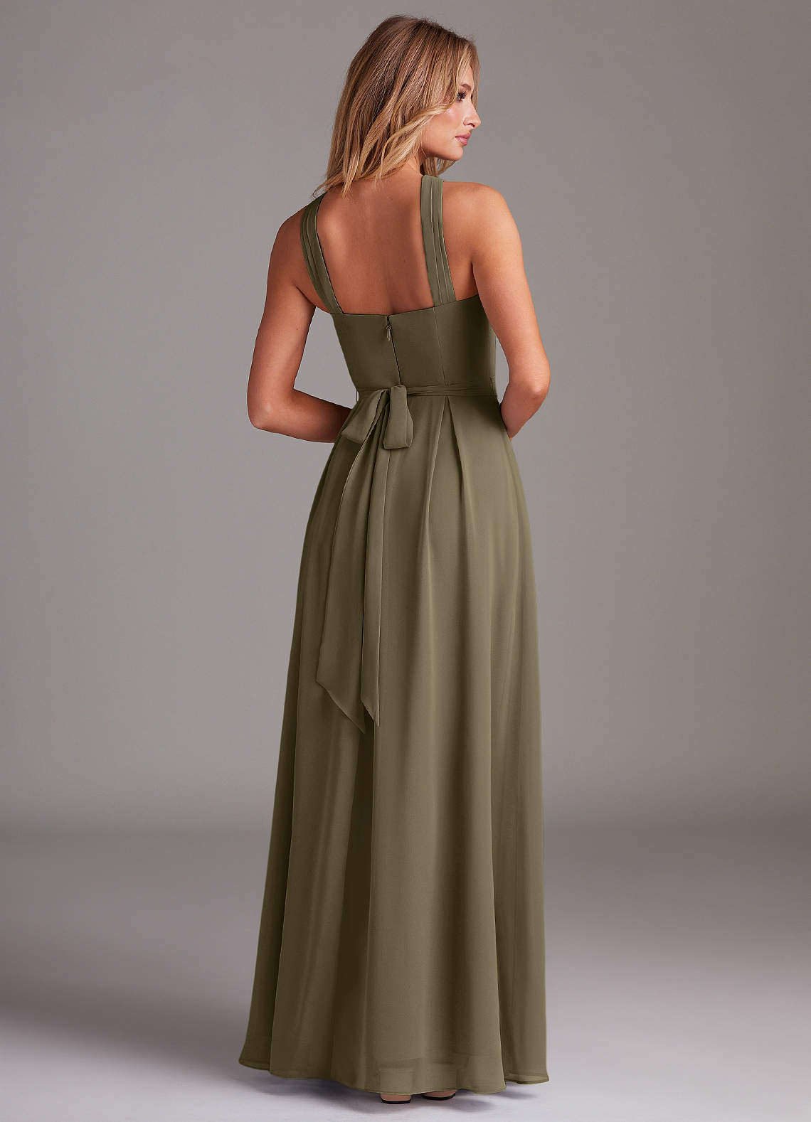 Dixie A-Line Halter Chiffon Bridesmaid Dress in Willow Green