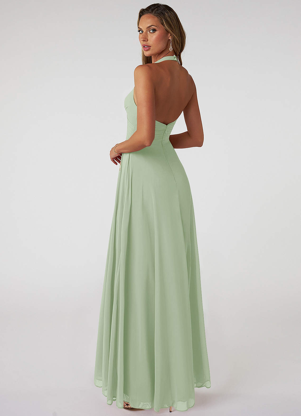 Tessie A-Line V-Neck Chiffon Bridesmaid Dress in Dusty Sage