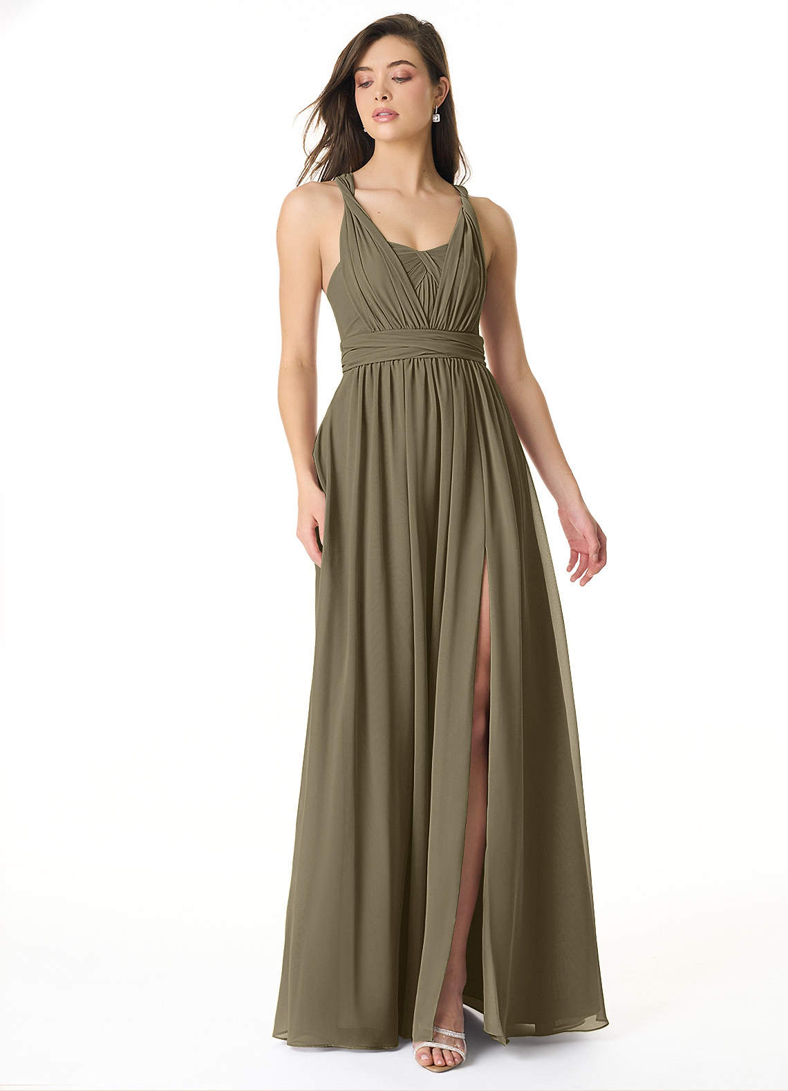 Olani A-Line V-Neck Chiffon Bridesmaid Dress in Willow Green