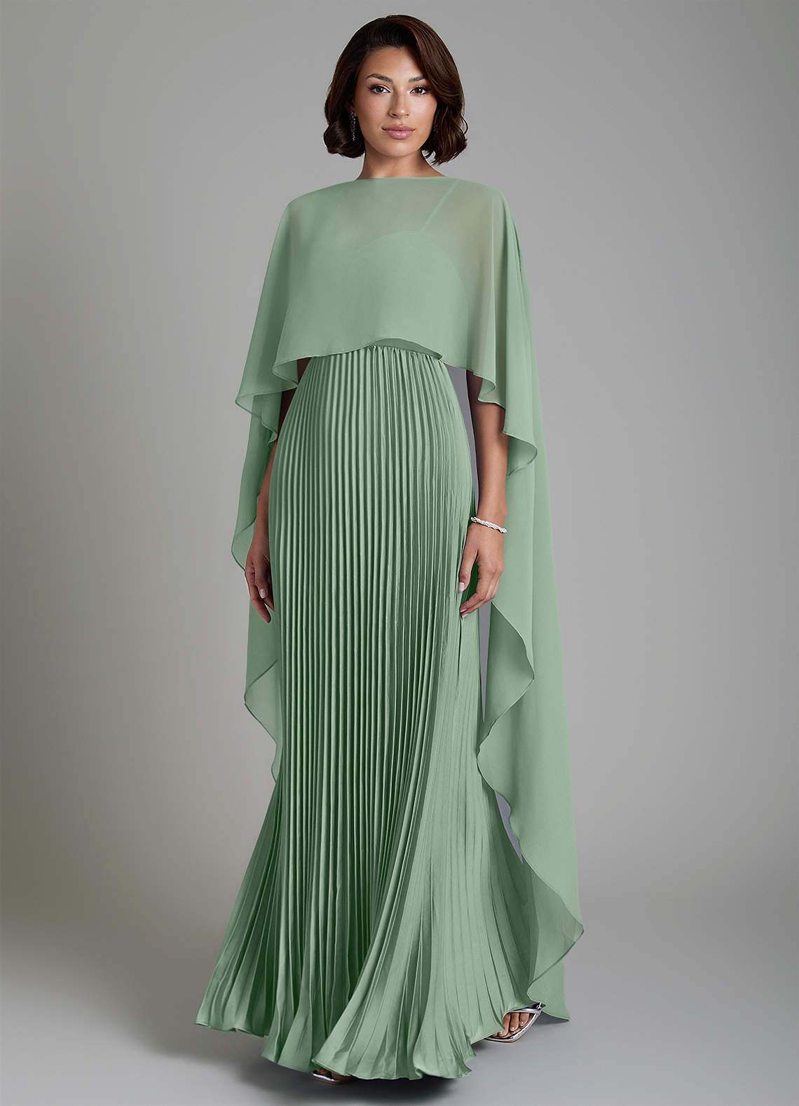 Micah A-Line Sweetheart Stretch Satin and Chiffon Bridesmaid Dress in Matcha