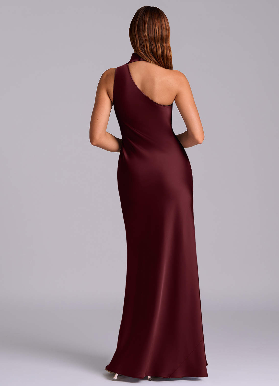 Seona Mermaid One-Shoulder Stretch Satin and Tulle Bridesmaid Dress