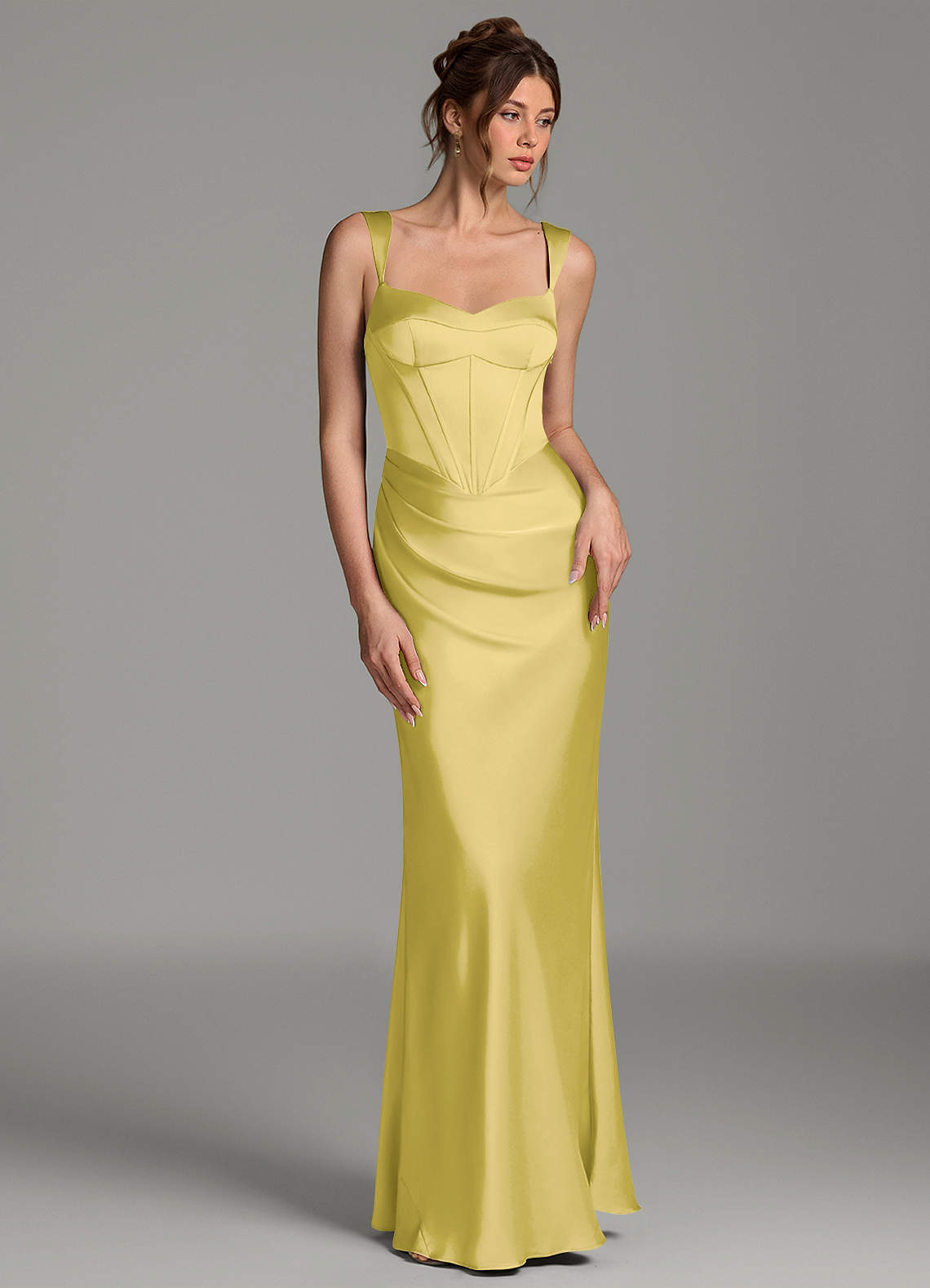 Mela Sheath Sweetheart Stretch Satin Bridesmaid Dress in Canary