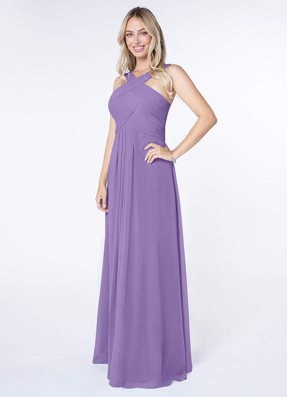 Kaleigh A-Line Halter Chiffon Bridesmaid Dress in Tahiti