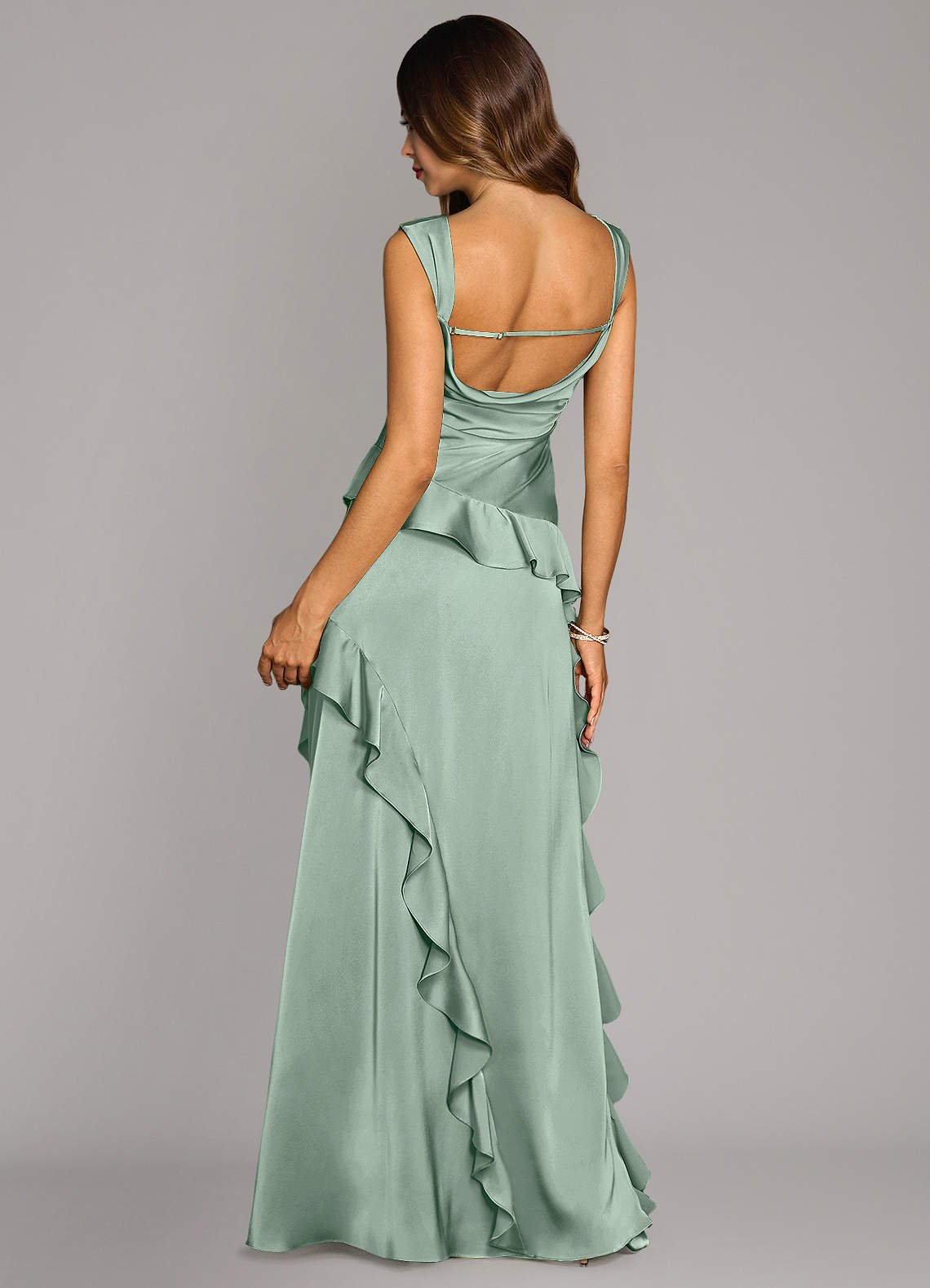 Sloane A-Line Sweetheart Stretch Satin Bridesmaid Dress in Agave
