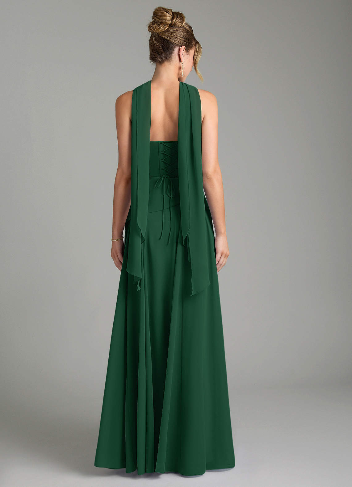 Gabriela A-Line Cowl-Neck Chiffon Bridesmaid Dress in Dark Green