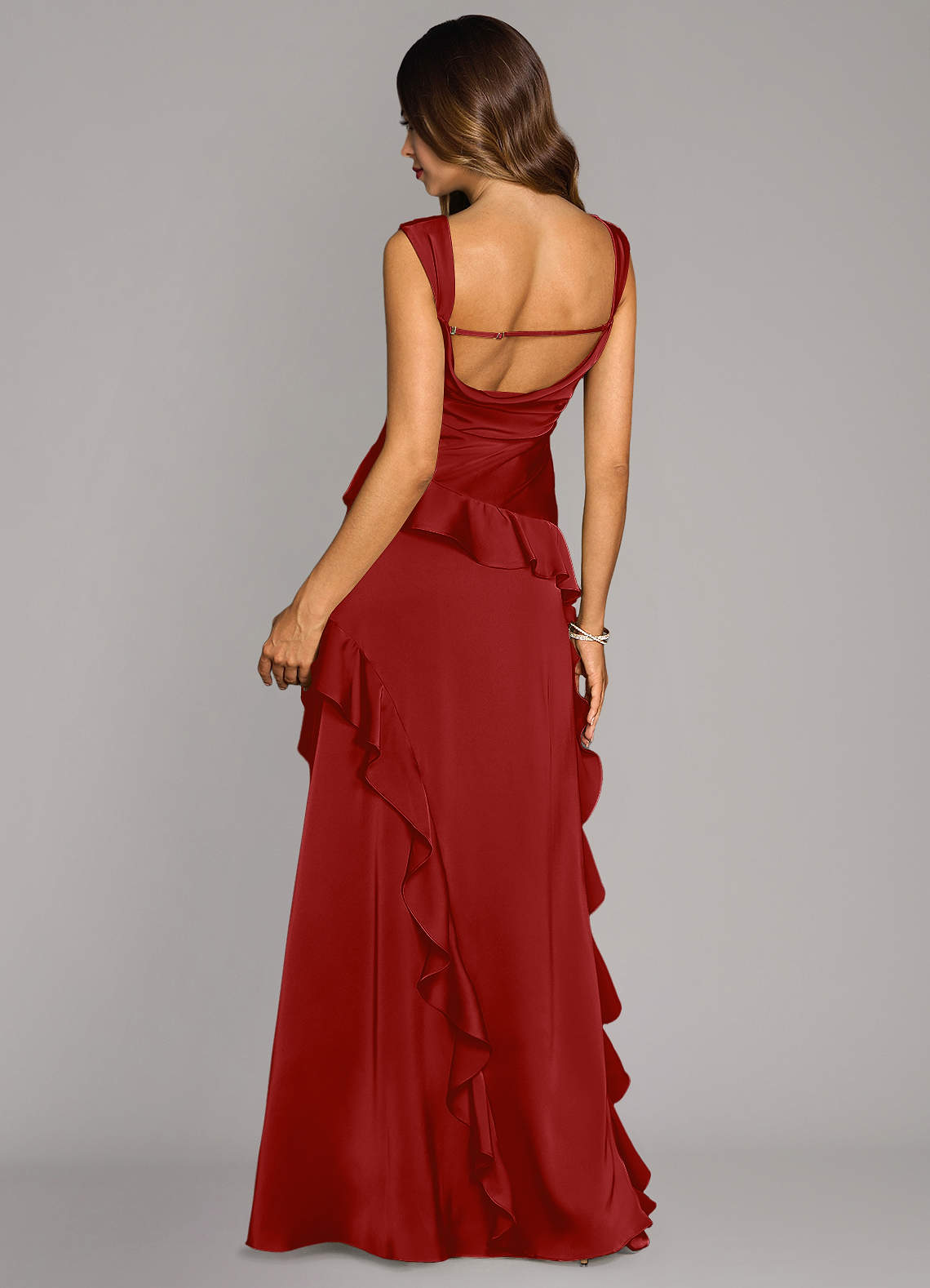 Sloane A-Line Sweetheart Stretch Satin Bridesmaid Dress in Pomegranate
