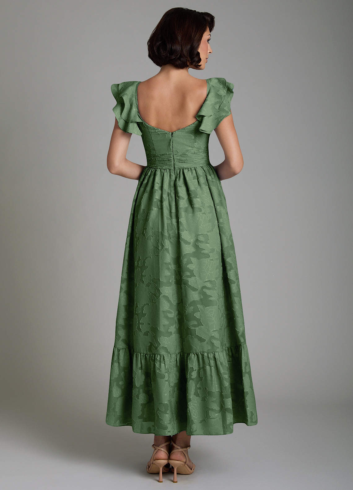 Anaya A-Line V-Neck Floral Burnout Bridesmaid Dress in Eucalyptus
