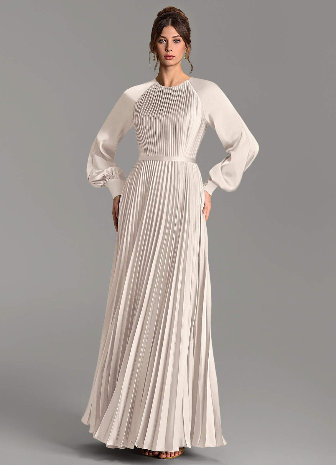 Grayson A-Line Scoop-Neck Stretch Satin Bridesmaid Dress in White Alabaster