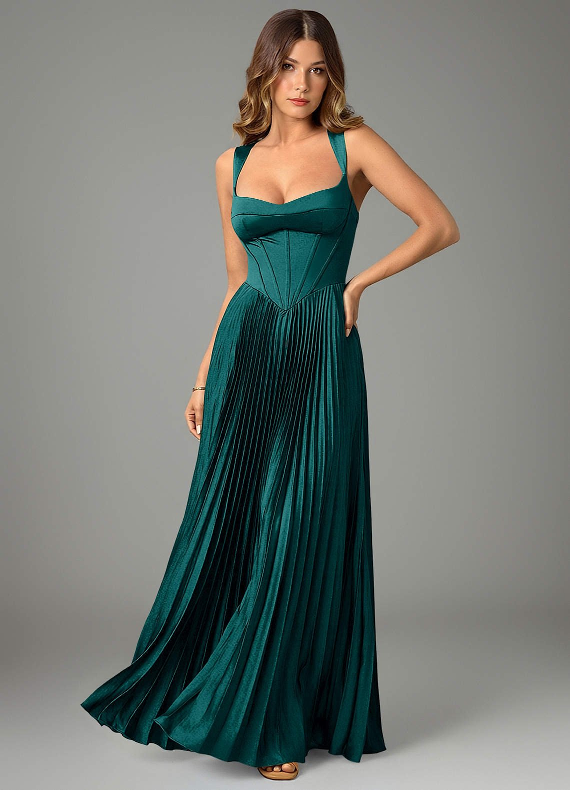 Avenelle A-Line Sweetheart Stretch Satin Bridesmaid Dress in Peacock