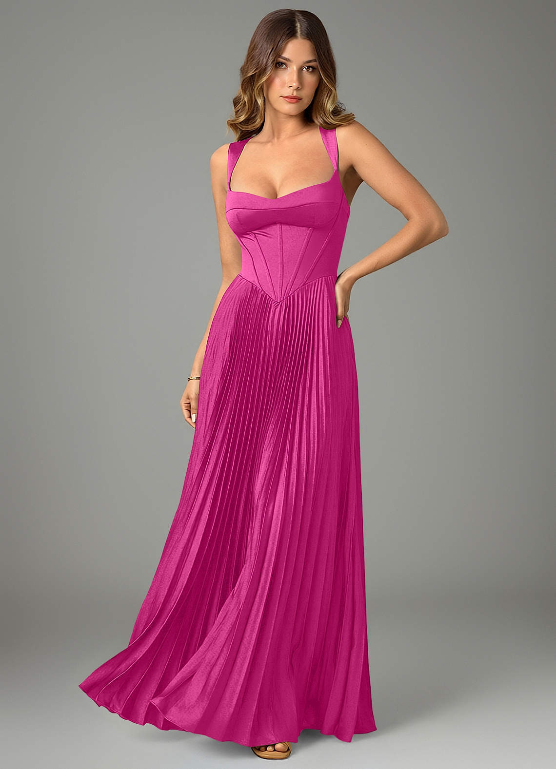 Avenelle A-Line Sweetheart Stretch Satin Bridesmaid Dress in Fuchsia