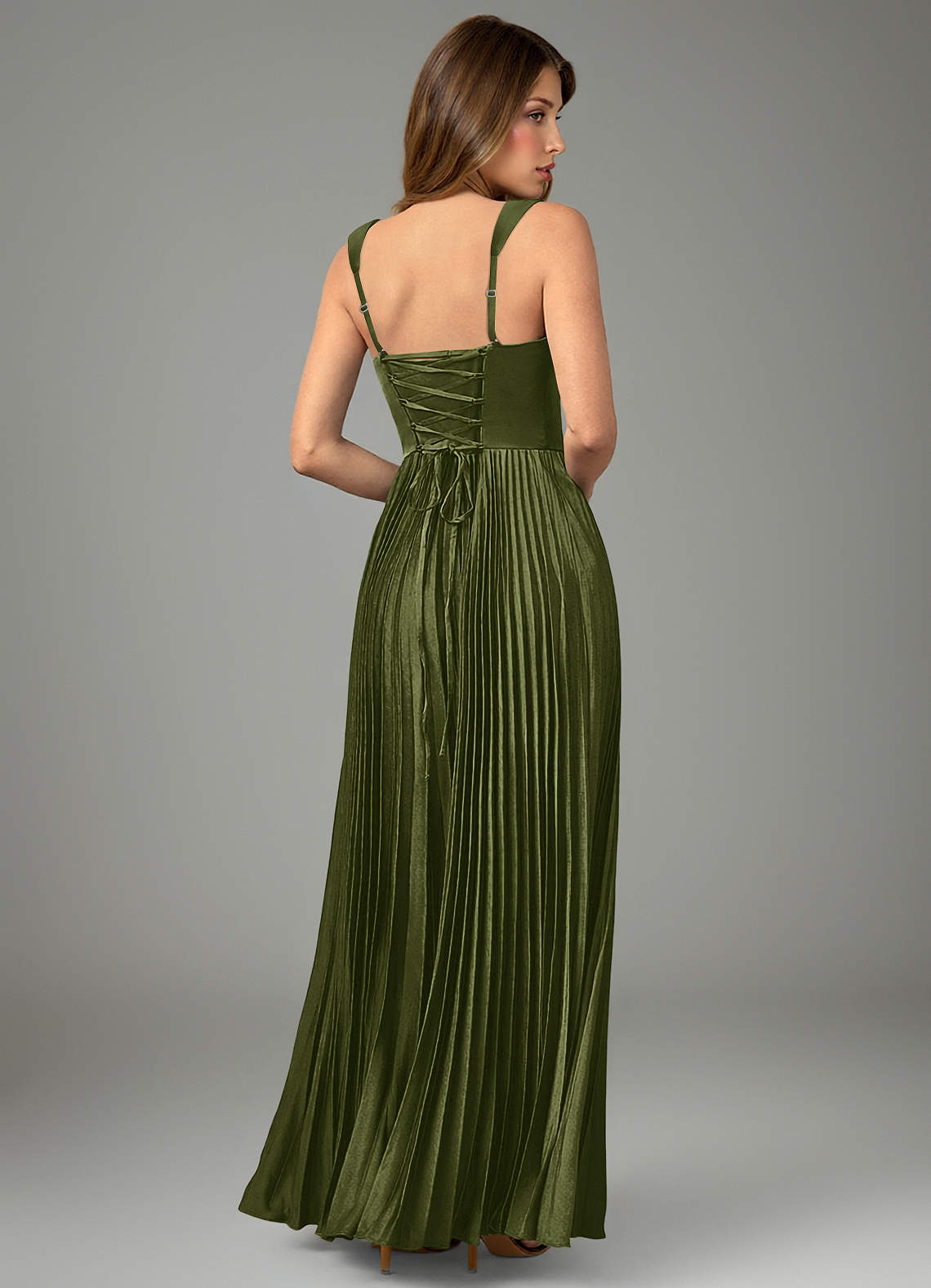 Avenelle A-Line Sweetheart Stretch Satin Bridesmaid Dress in Olive