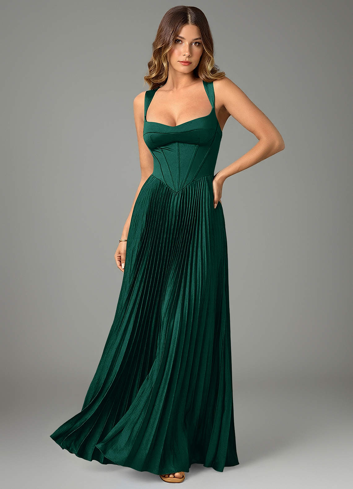 Avenelle A-Line Sweetheart Stretch Satin Bridesmaid Dress in Emerald