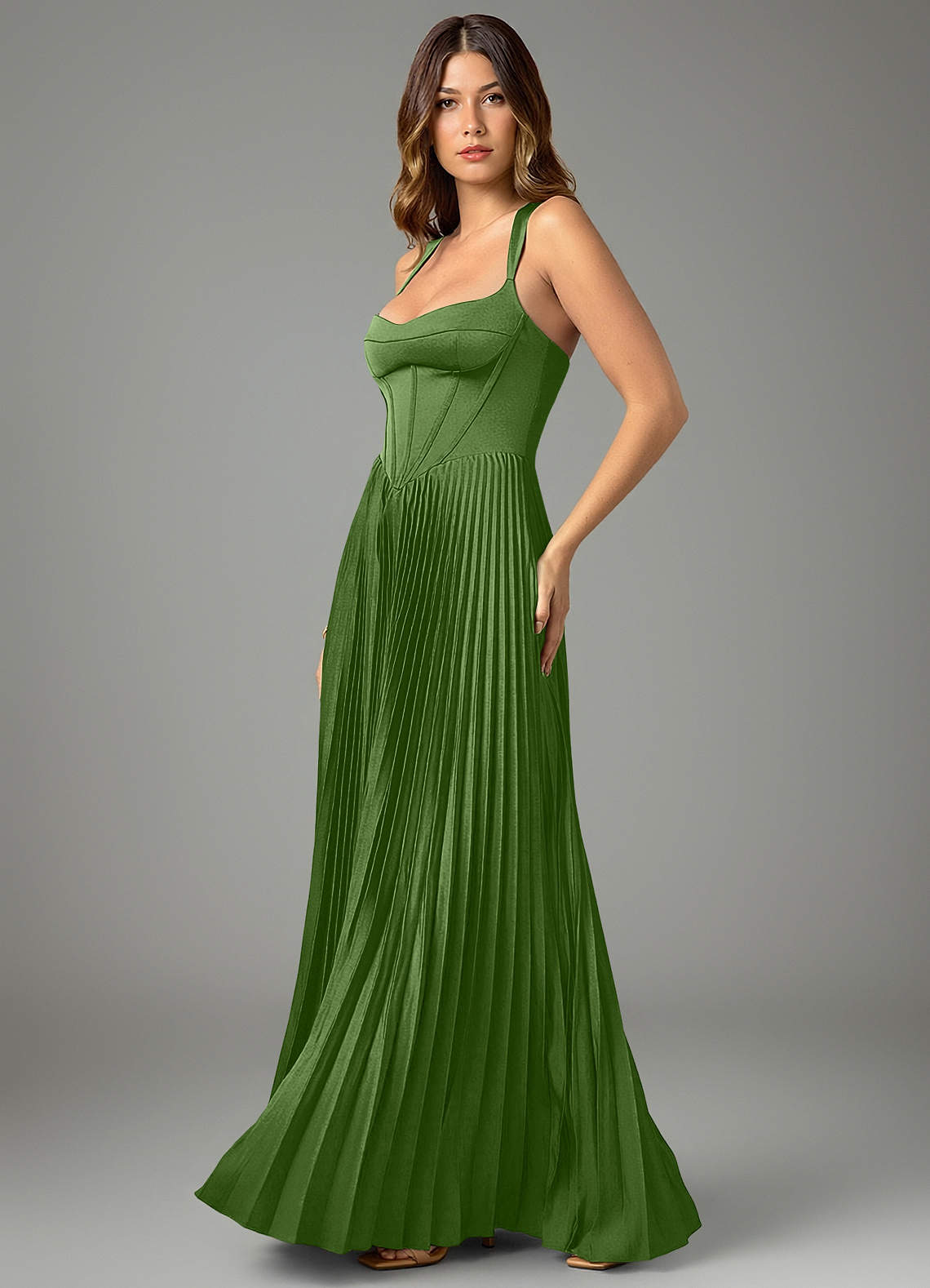 Avenelle A-Line Sweetheart Stretch Satin Bridesmaid Dress in Basil