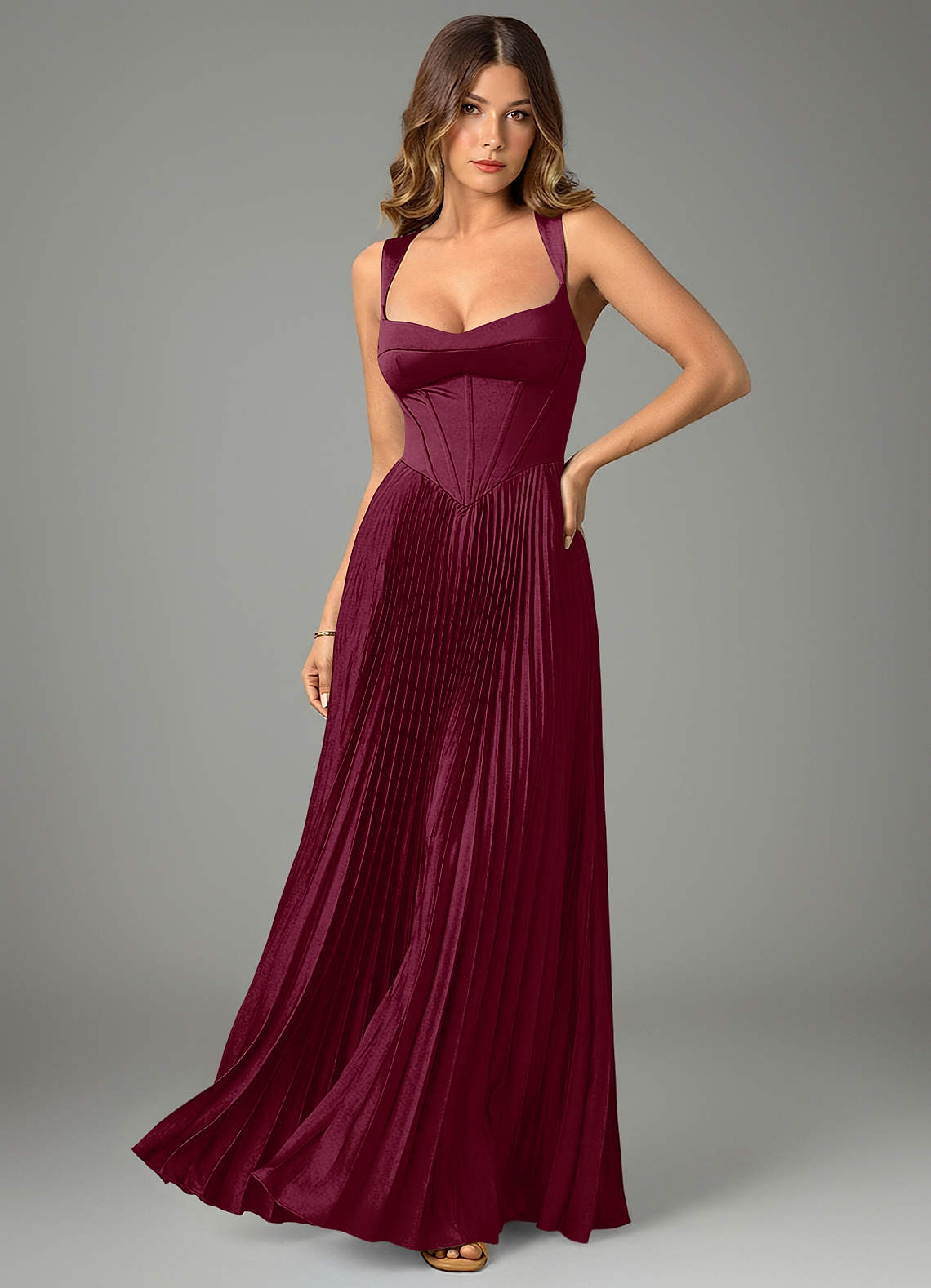 Avenelle A-Line Sweetheart Stretch Satin Bridesmaid Dress in Mulberry