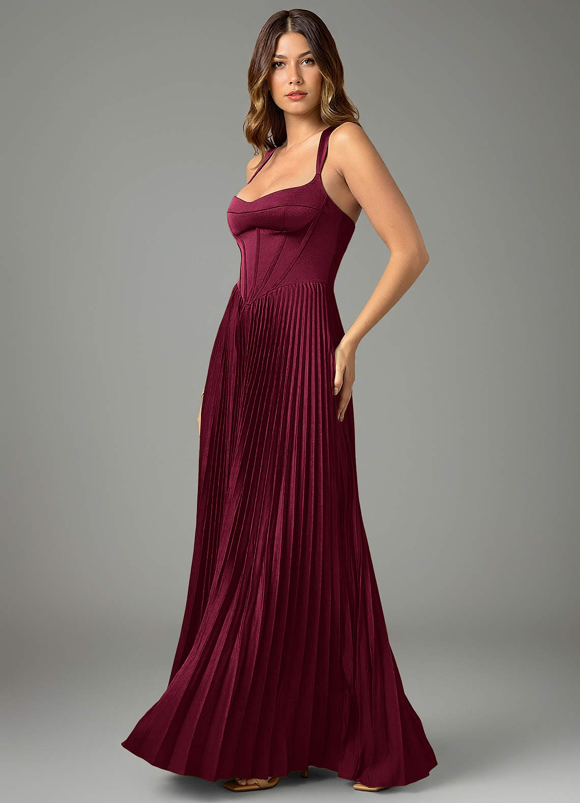 Avenelle A-Line Sweetheart Stretch Satin Bridesmaid Dress in Burgundy
