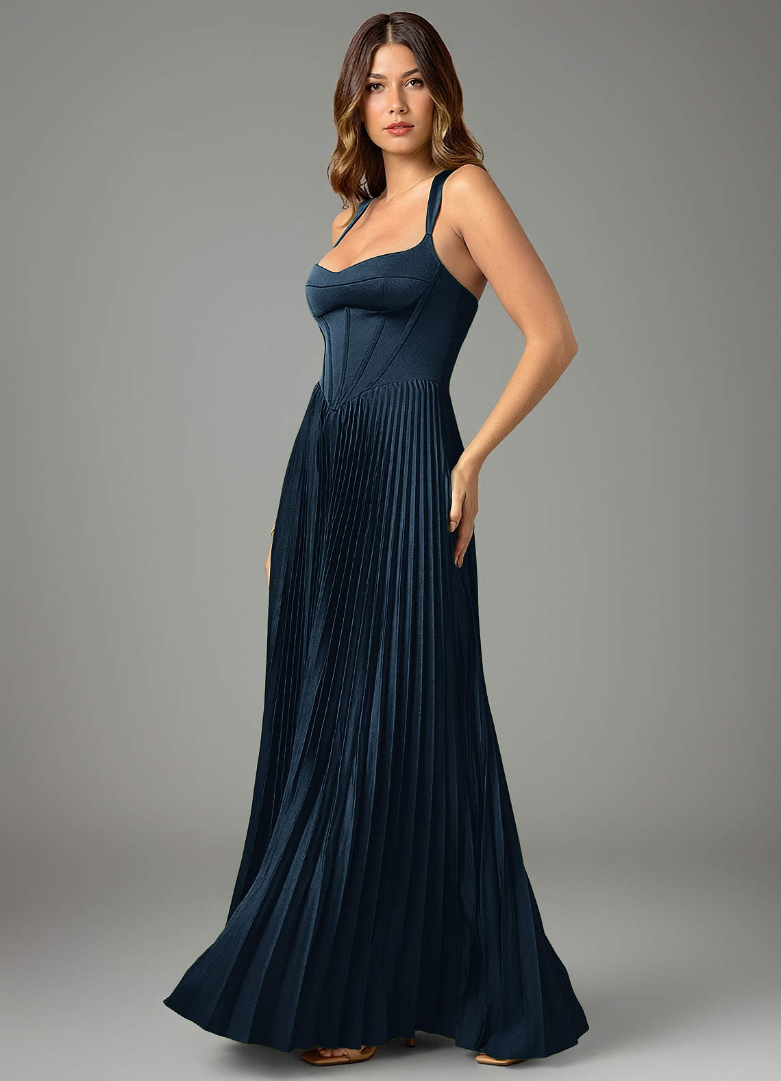 Avenelle A-Line Sweetheart Stretch Satin Bridesmaid Dress in Dark Navy