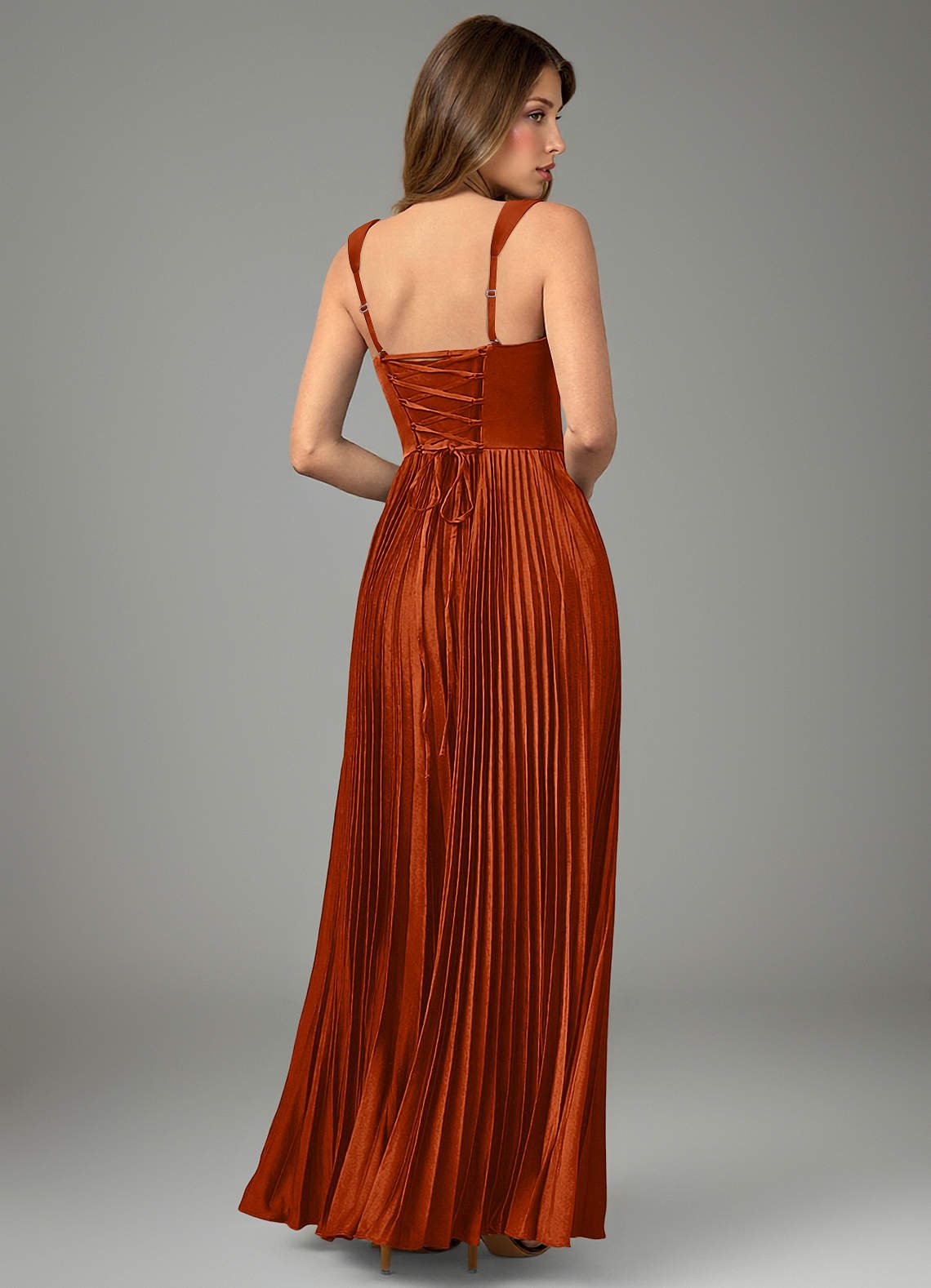 Avenelle A-Line Sweetheart Stretch Satin Bridesmaid Dress in Burnt Orange