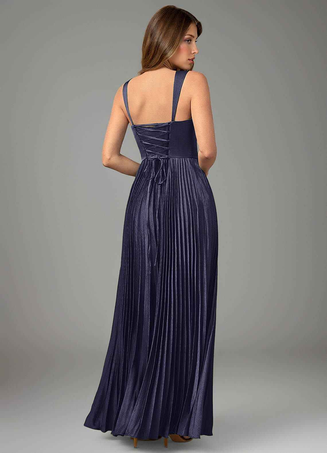 Avenelle A-Line Sweetheart Stretch Satin Bridesmaid Dress in Stormy