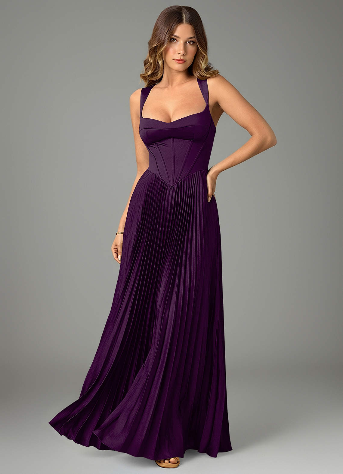 Avenelle A-Line Sweetheart Stretch Satin Bridesmaid Dress in Grape