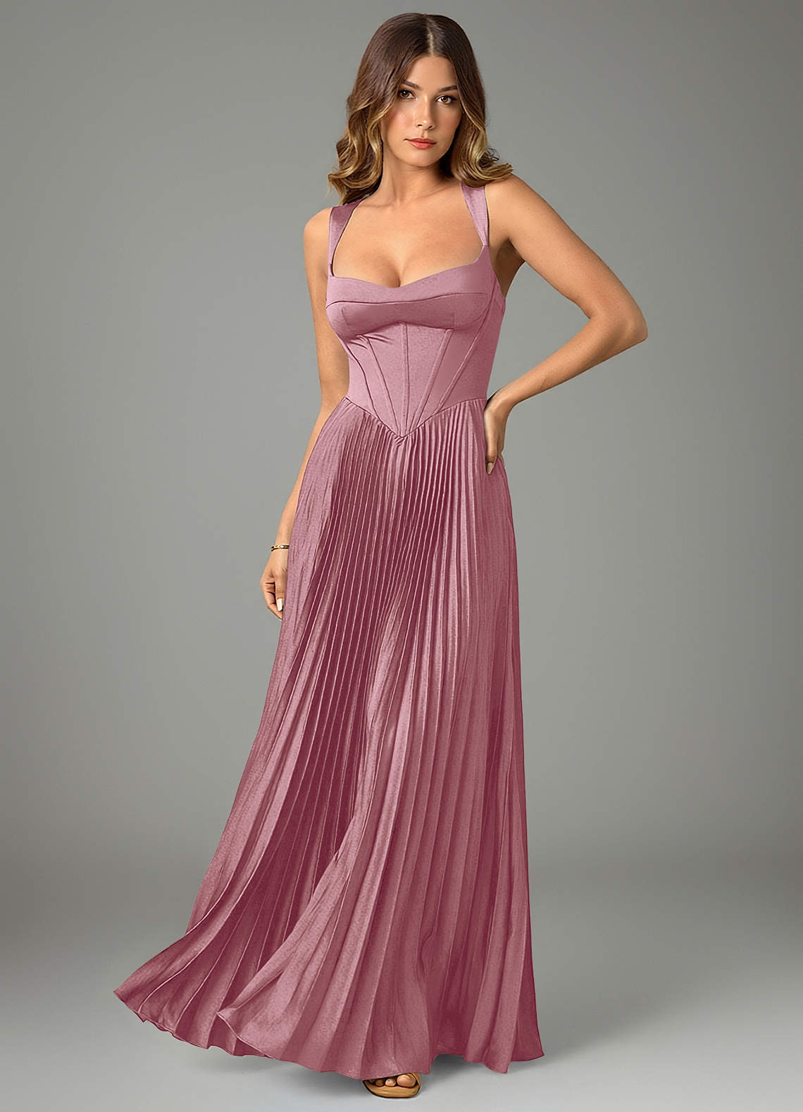Avenelle A-Line Sweetheart Stretch Satin Bridesmaid Dress in Vintage Mauve