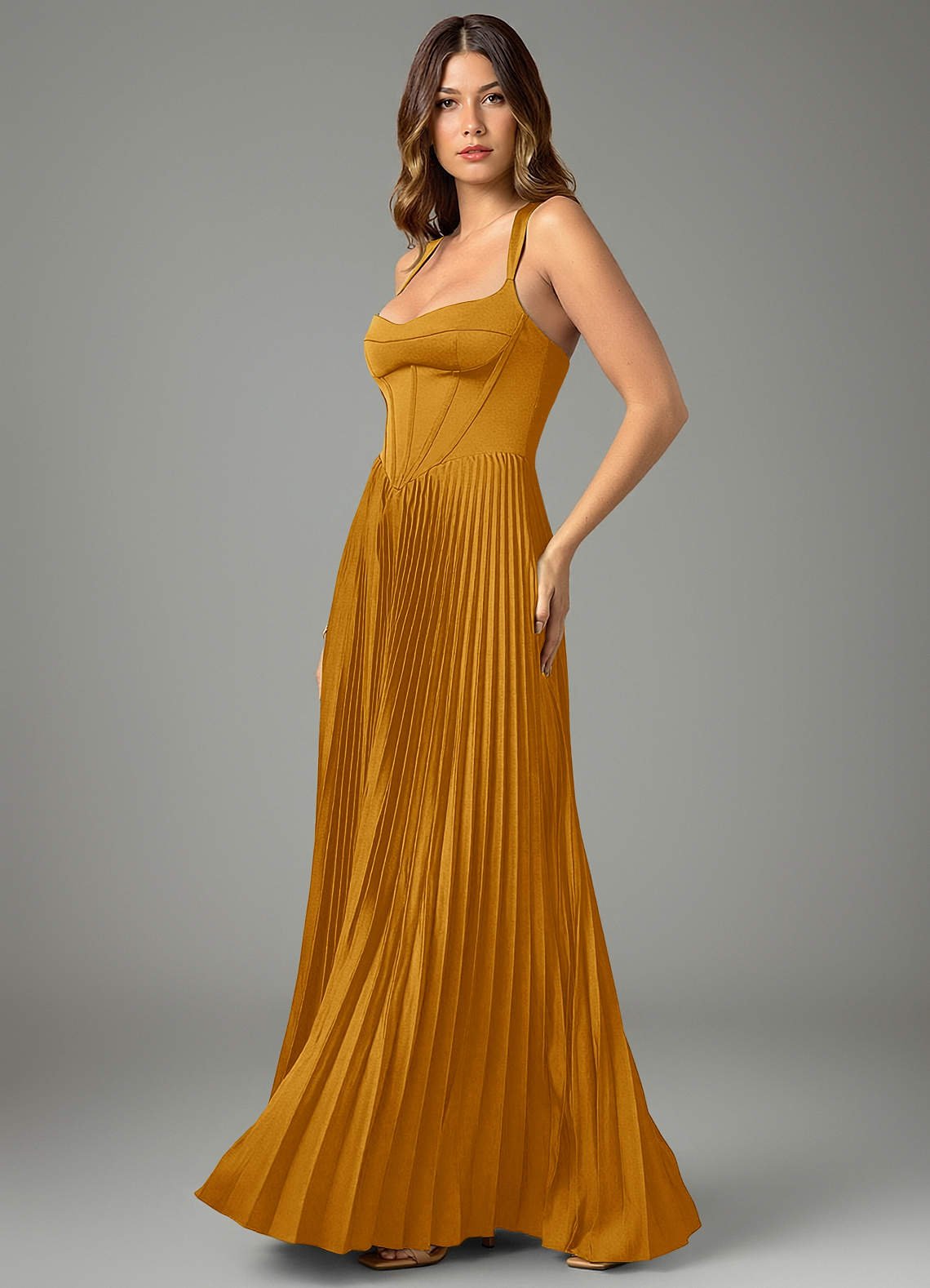 Avenelle A-Line Sweetheart Stretch Satin Bridesmaid Dress in butterscotch