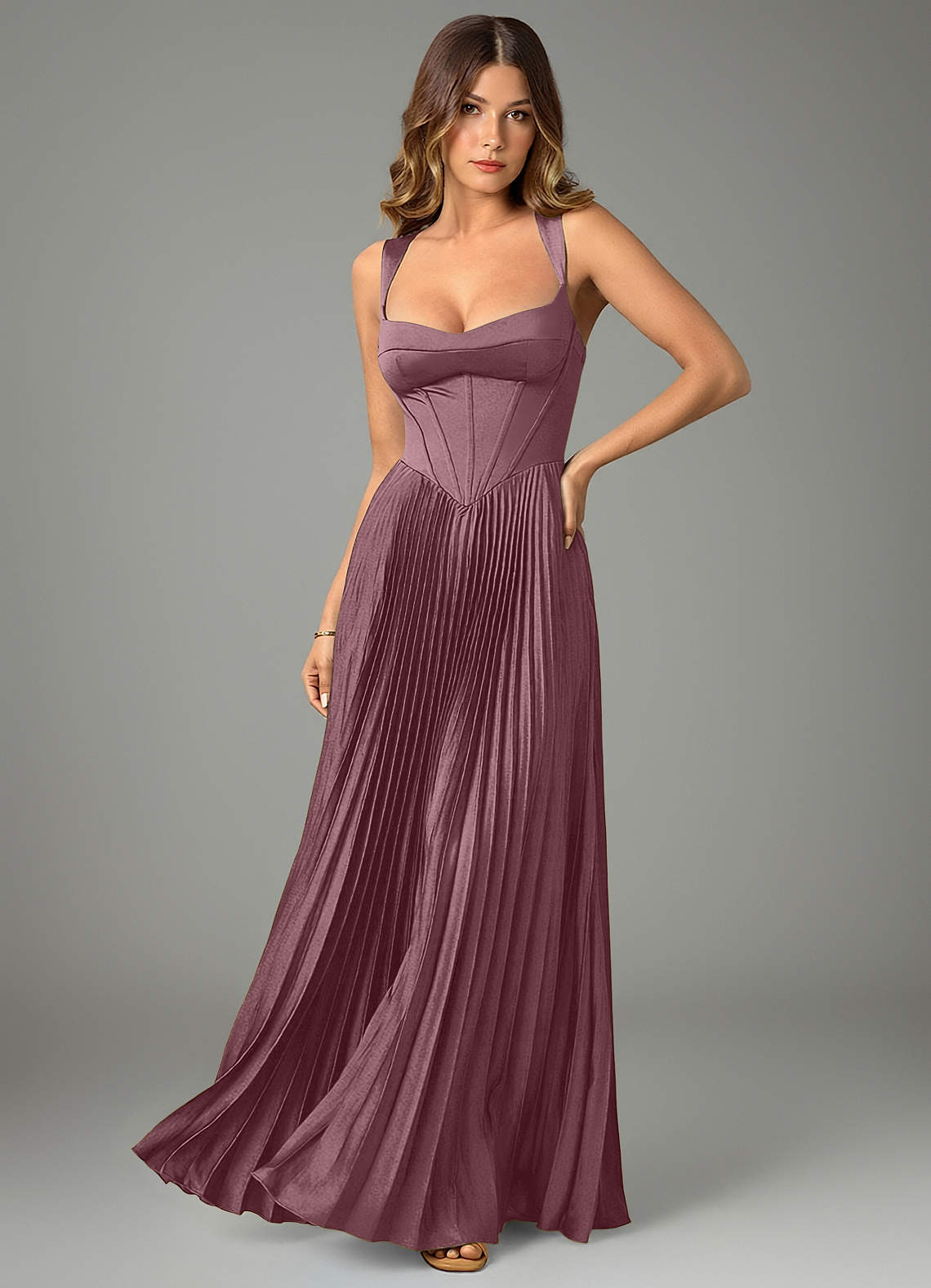 Avenelle A-Line Sweetheart Stretch Satin Bridesmaid Dress in Amethyst