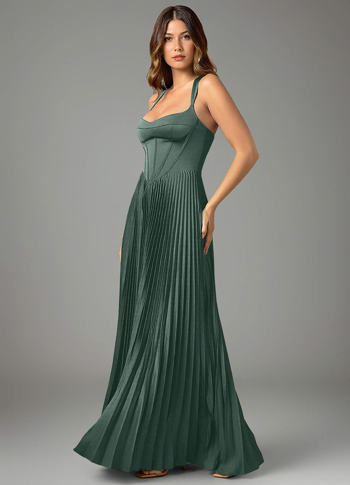 Avenelle A-Line Sweetheart Stretch Satin Bridesmaid Dress in Sea Moss